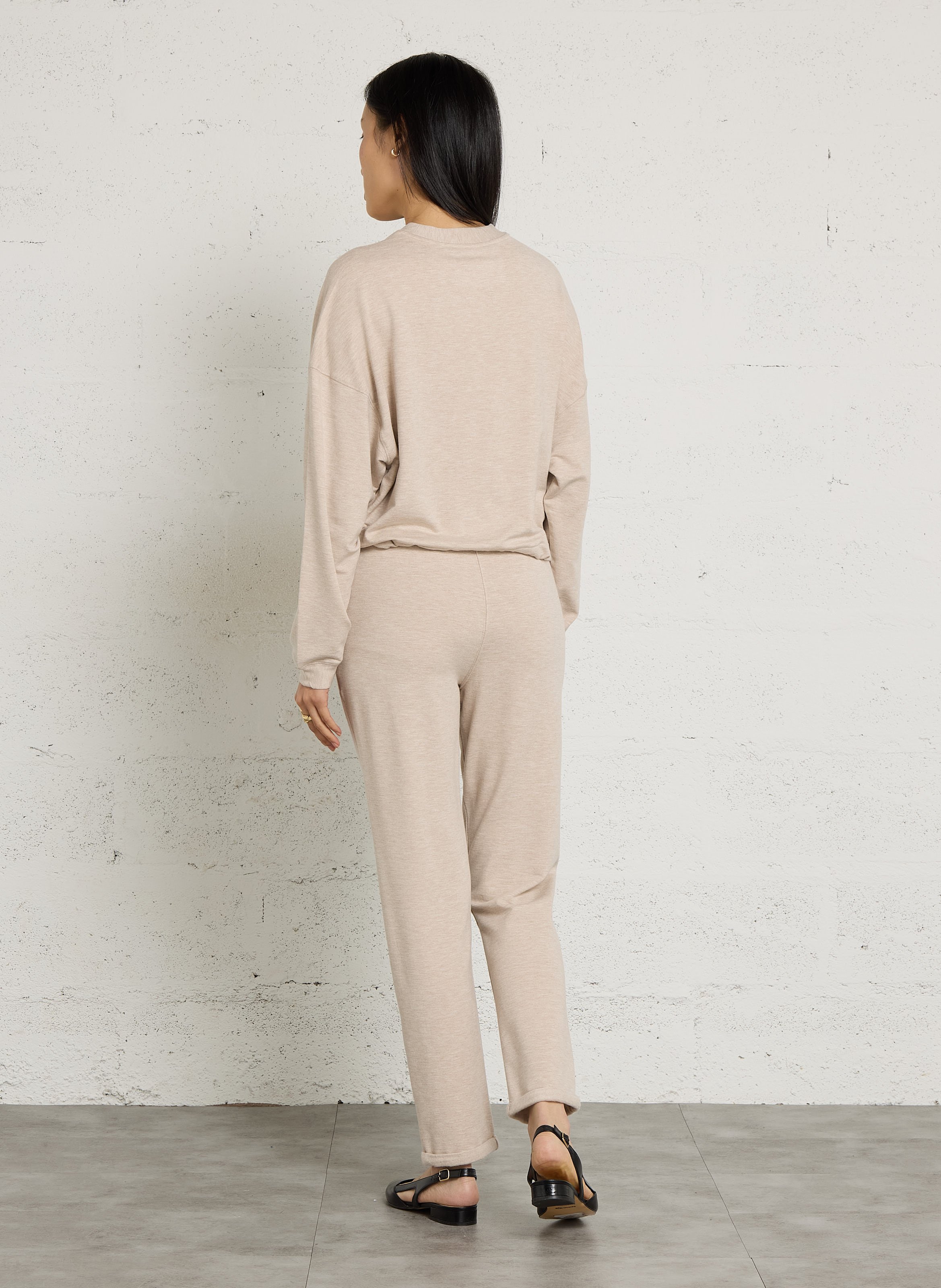Weites Sweatshirt mit Rundhalsausschnitt MAJESTIC FILATURES Beige