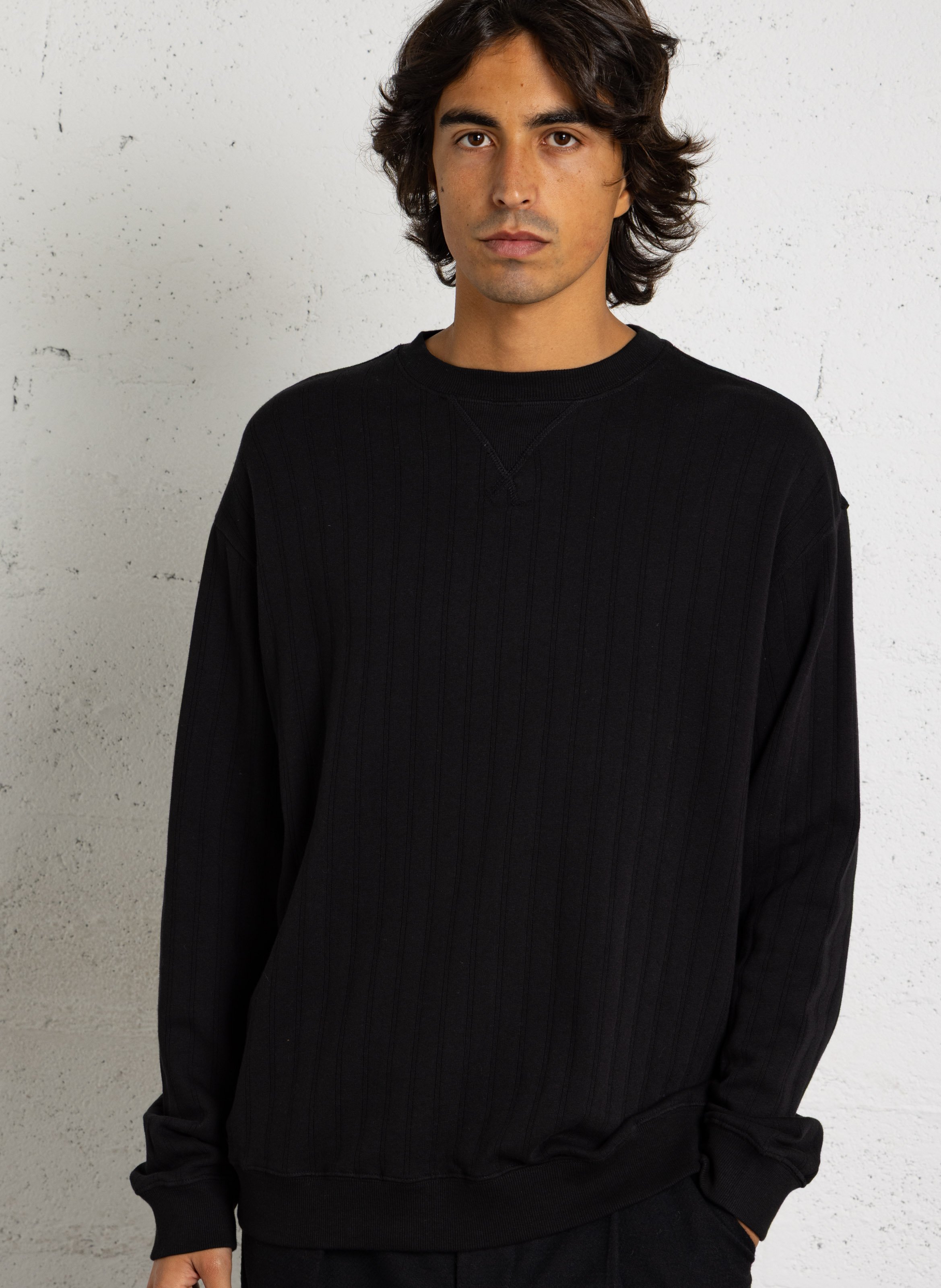 Straight-fit cotton crew-neck sweatshirt IKKS Black