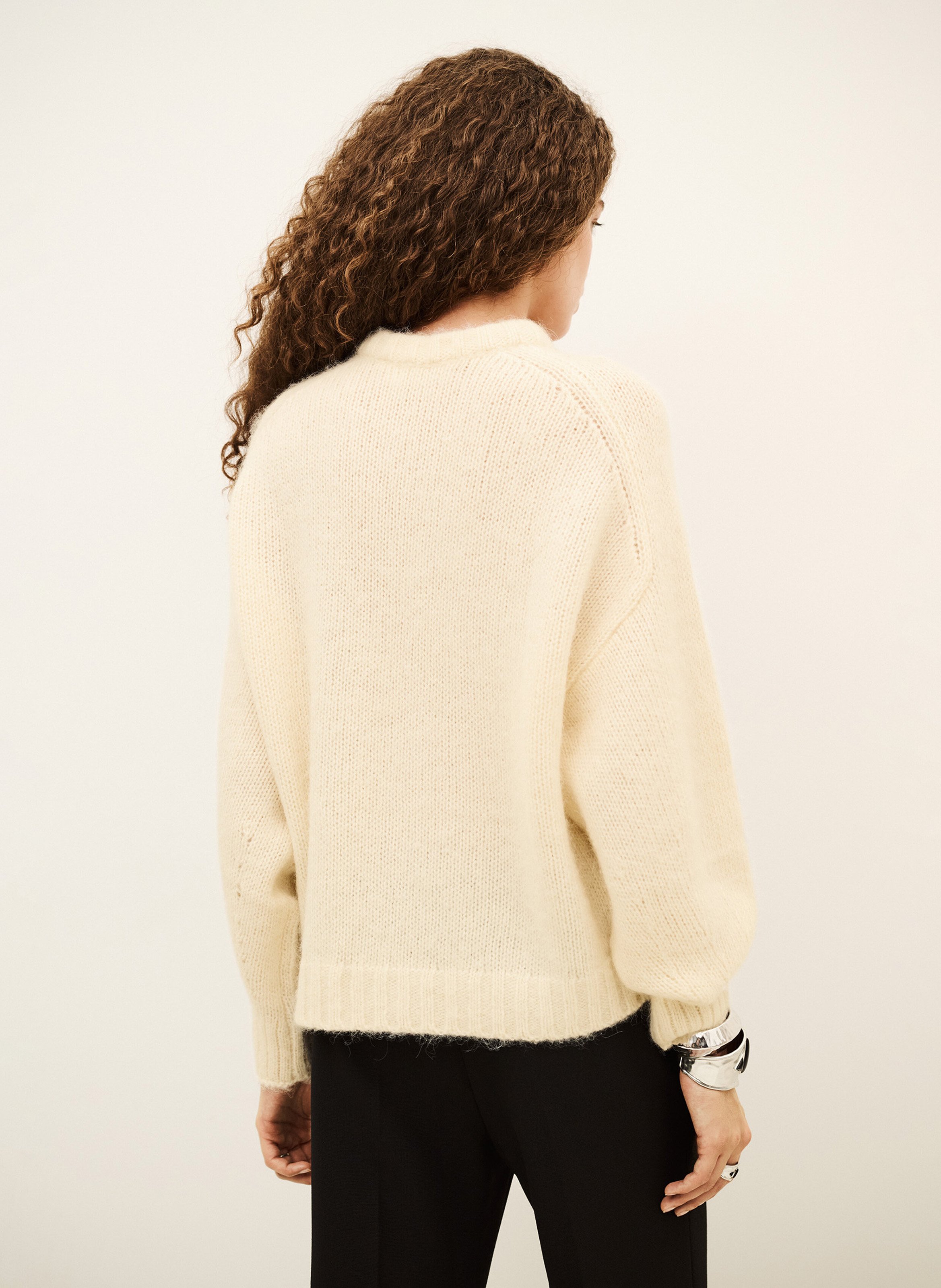 Pull ample col rond à boutons BA&SH Beige
