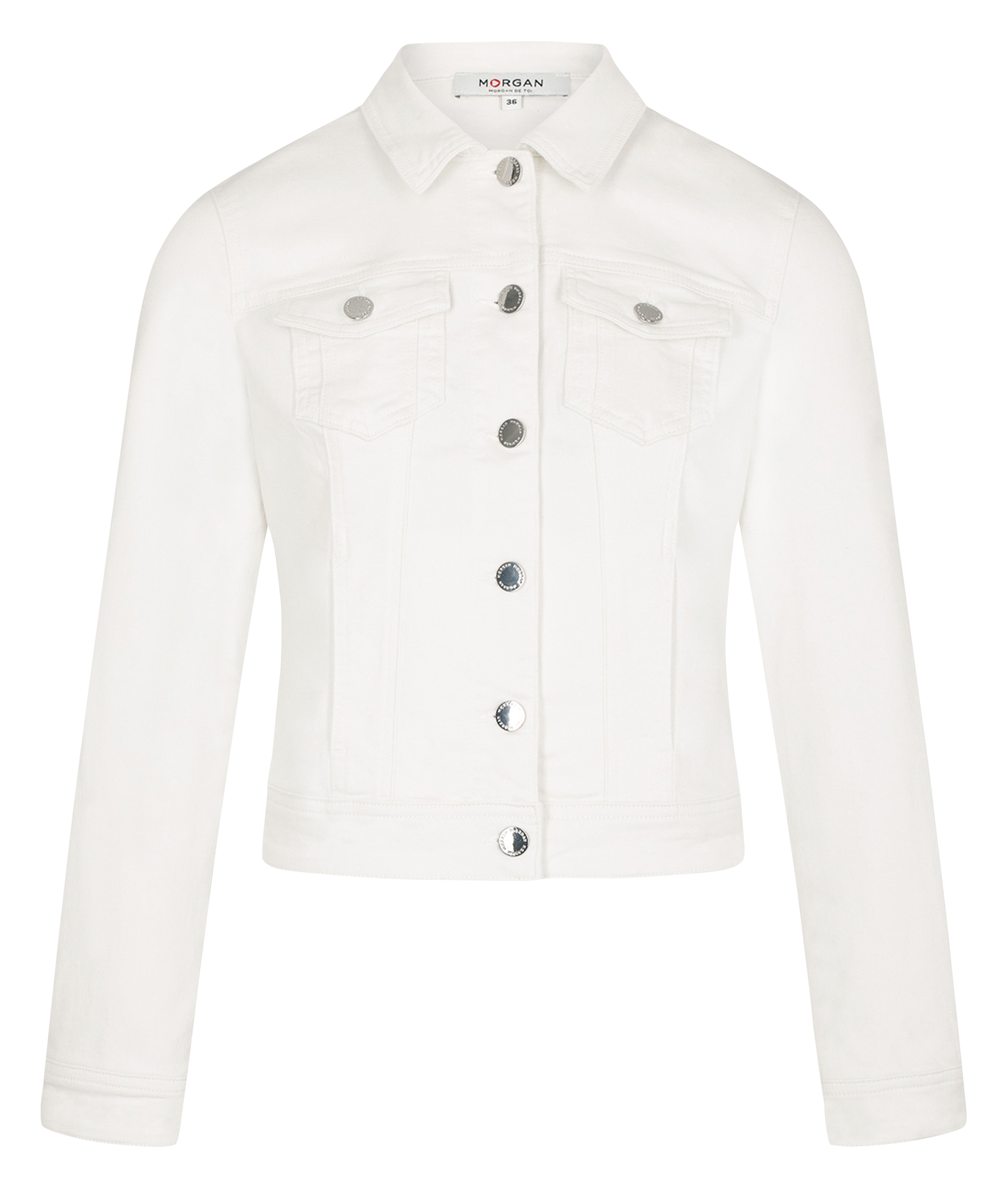 Veste droite boutonnée en jean Blanc