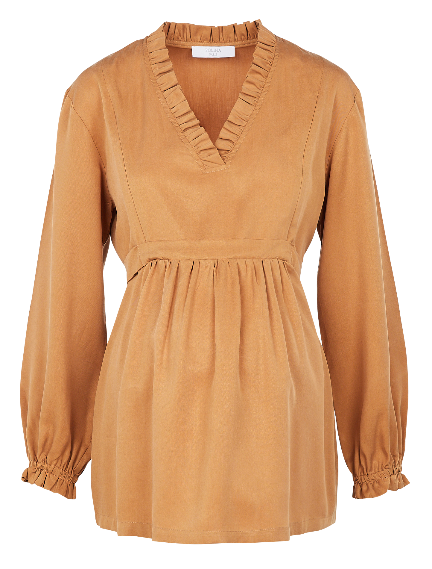 Zwangerschapstop met lange mouwen POLINA Bruin