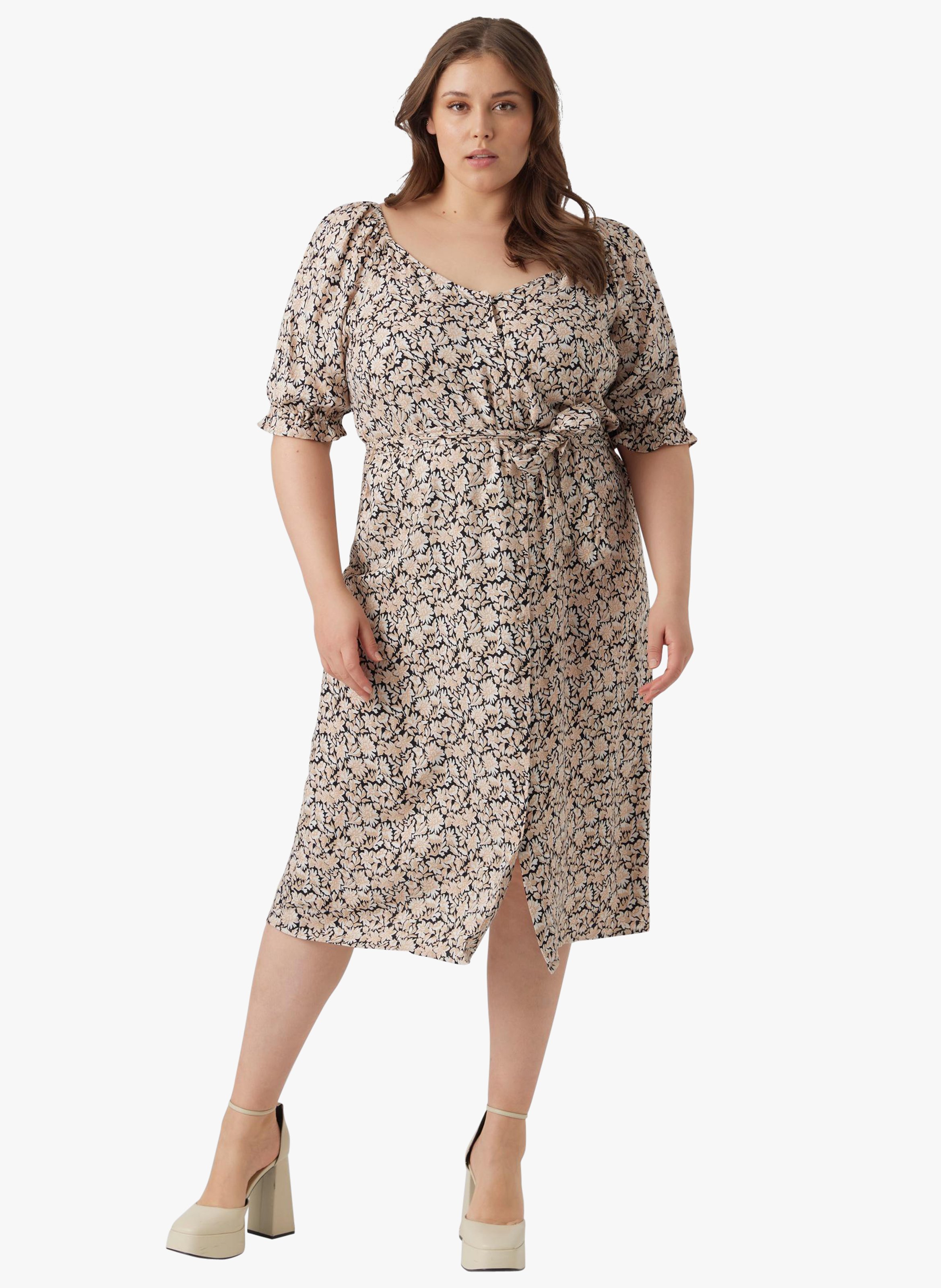 Robe midi en viscose imprimée VERO MODA CURVE Noir
