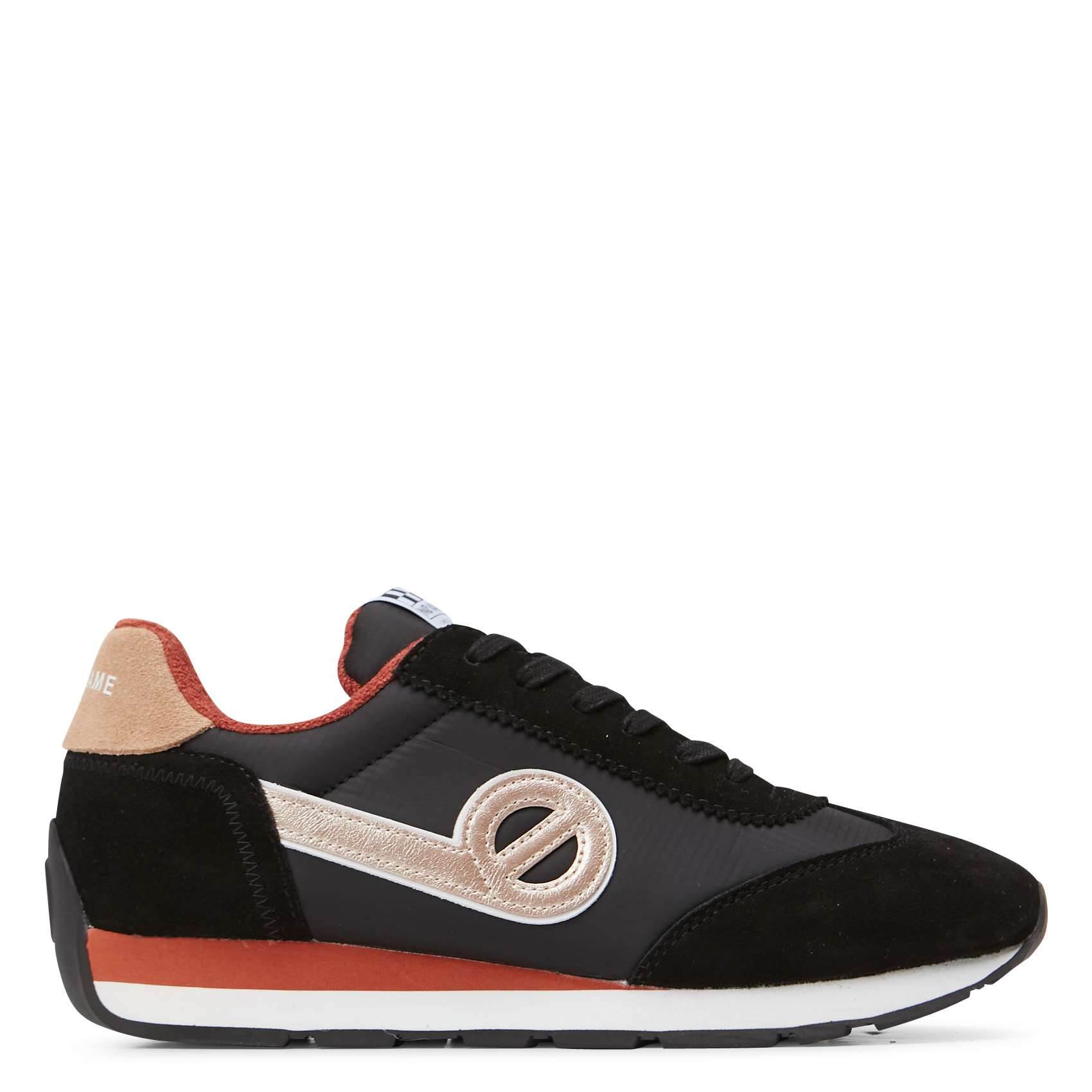 Zapatillas bajas de mezcla de piel con cordones NO NAME Negro