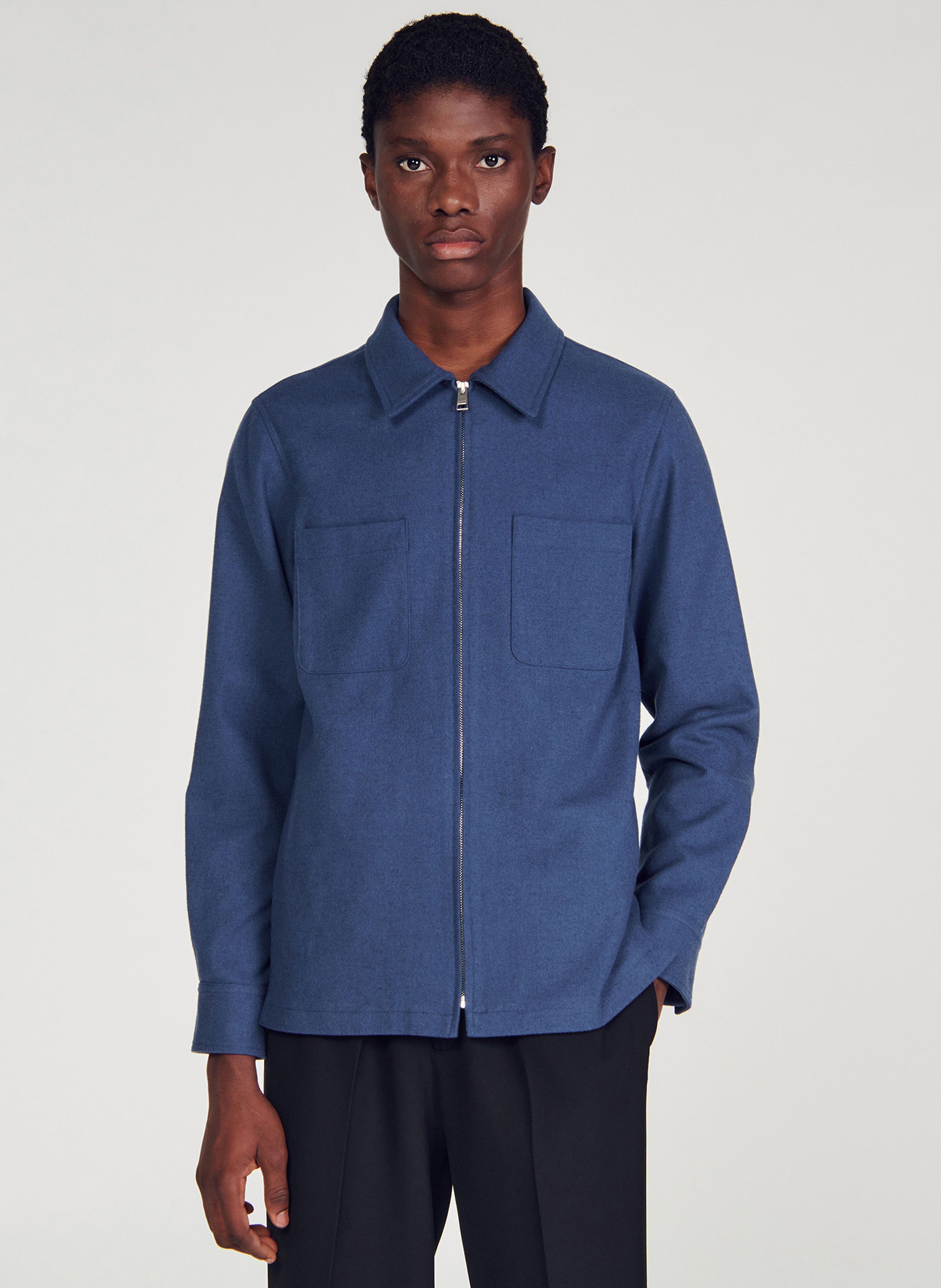 Sandro blue cheap wool coat