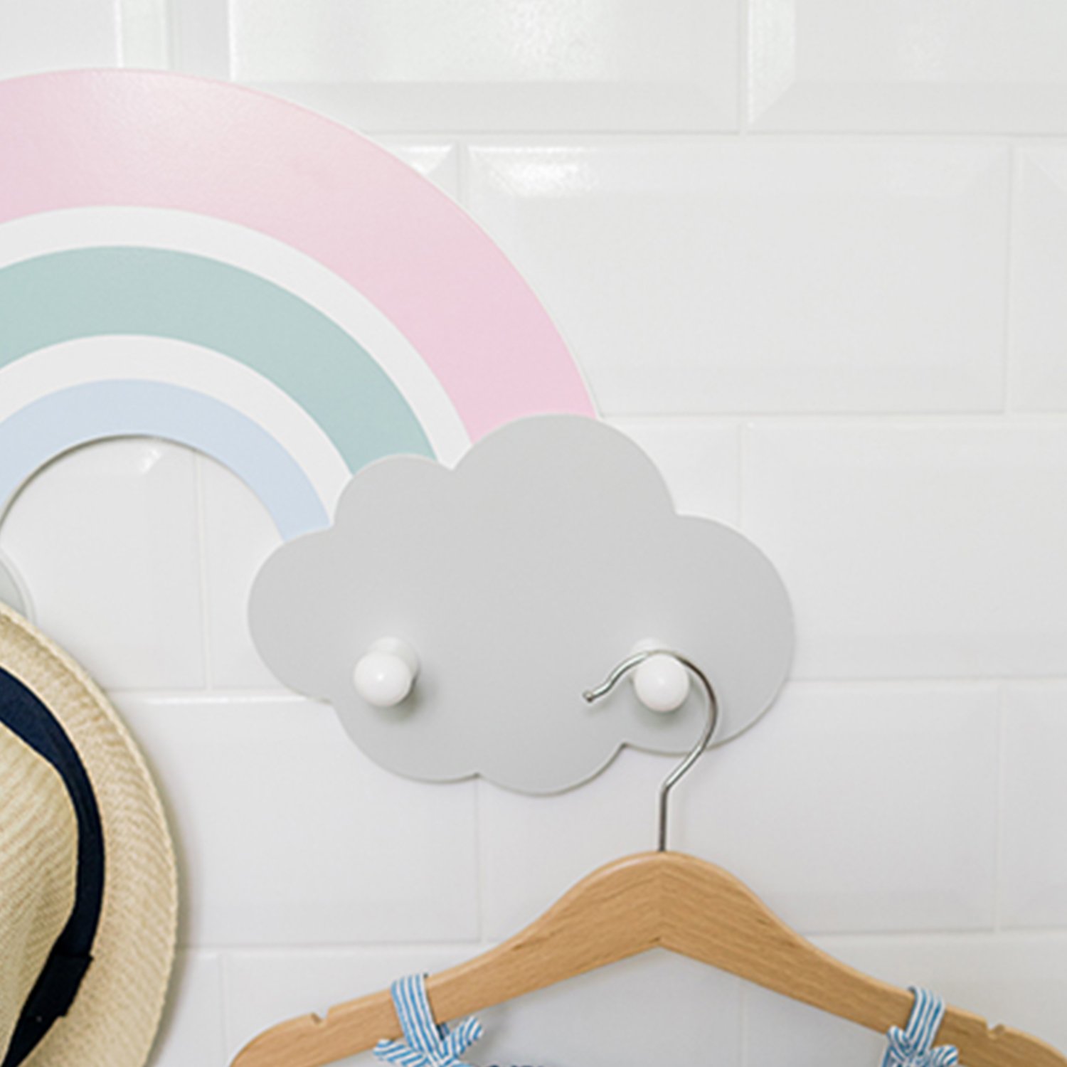 Wooden rainbow wall-mounted coat rack KINDSGUT Pink