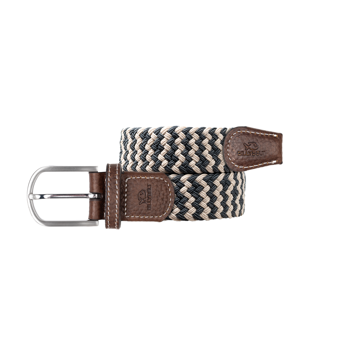 Multicolored braided elastic belt BILLYBELT Grey