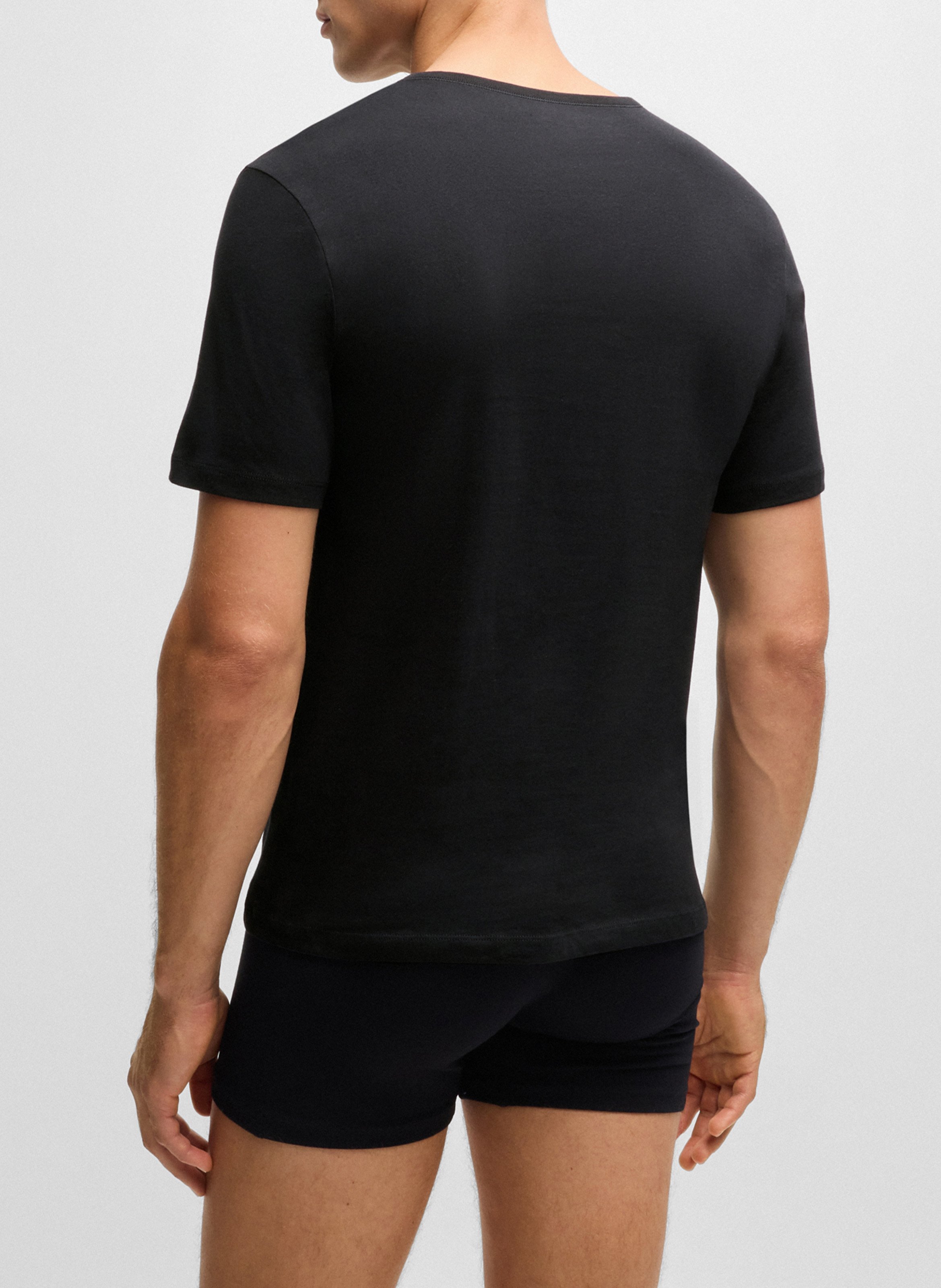 Pack of 3 cotton embroidered V-neck T-shirts BOSS Multicolored