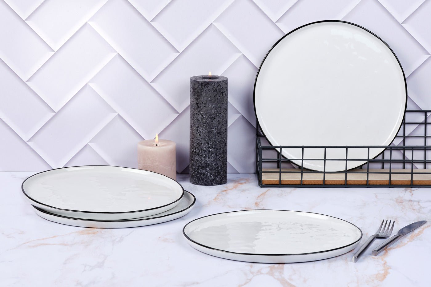 Pure plate ø27.5cm - 4 pieces - snow white BJORN White