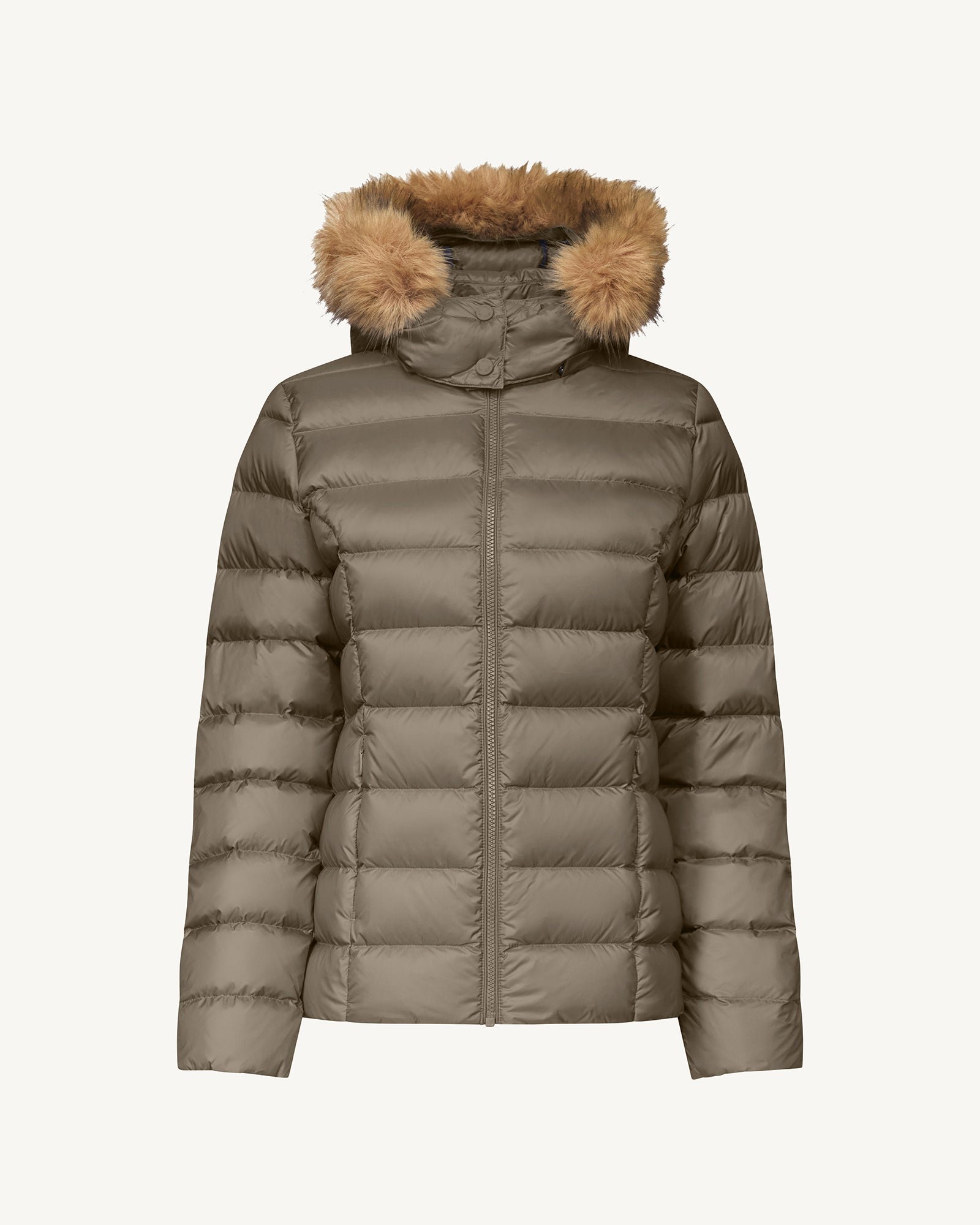 Luxury cold weather hooded puffer coat JOTT Beige