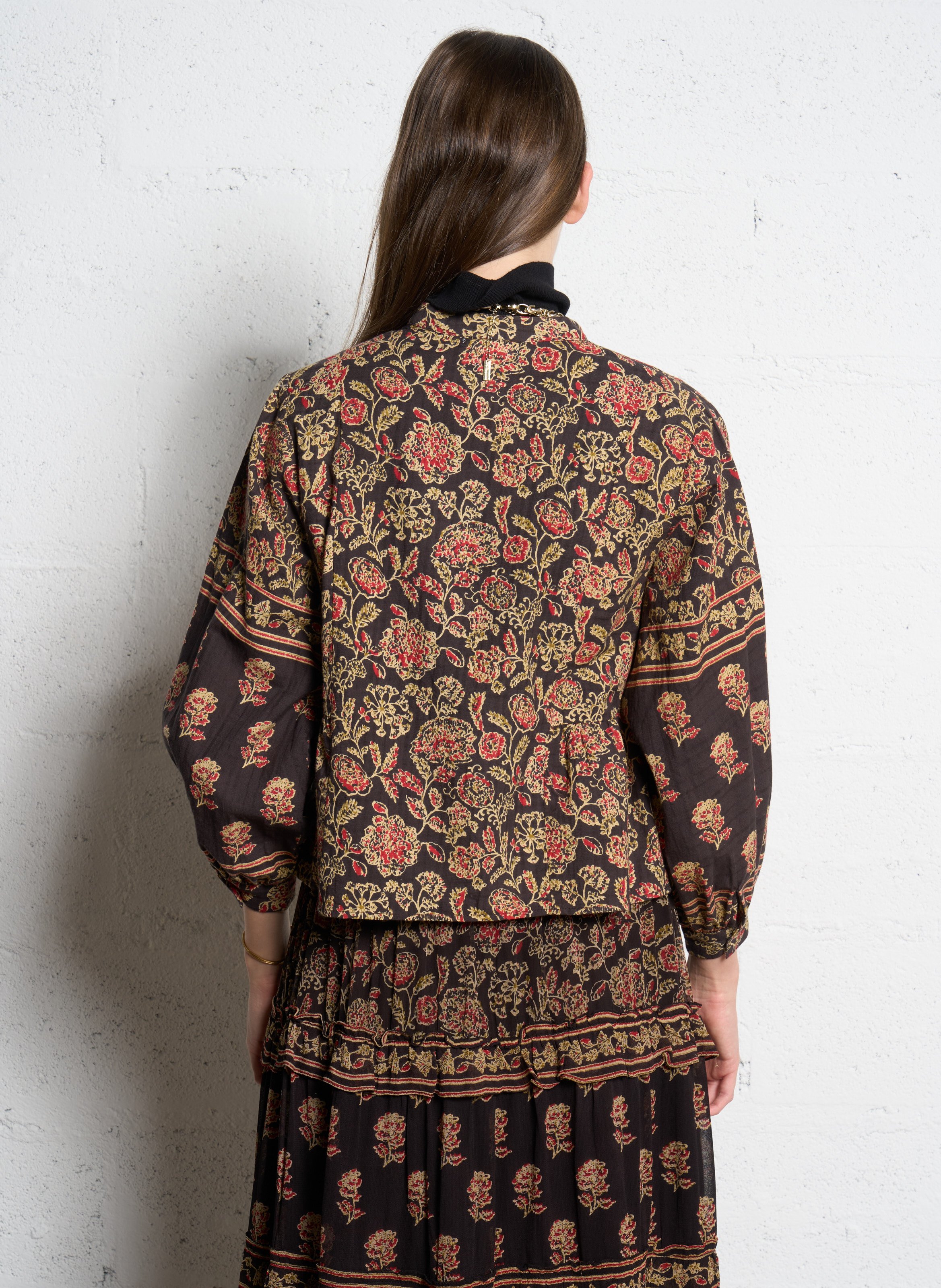 Flared buttoned blouse with patterns MAISON HOTEL Multicolored