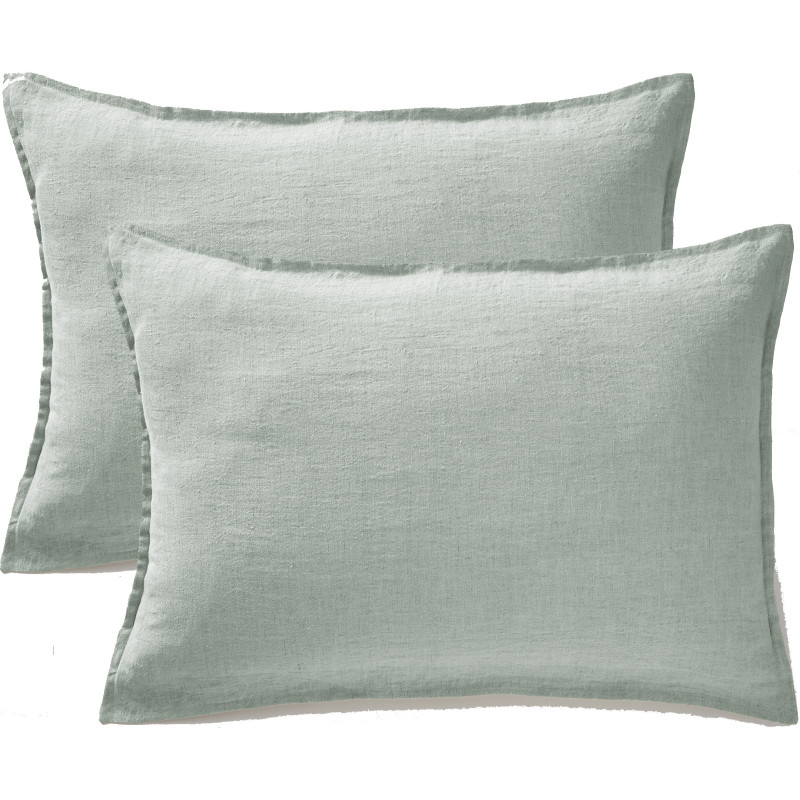 Cotton percale pillow case L'EFFET PAPILLON Blue