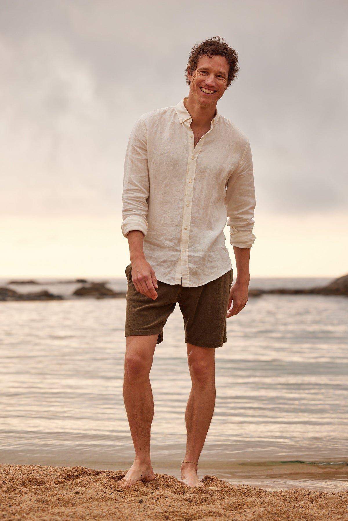 Plain swim shorts with elasticated waistband APNEE Khaki