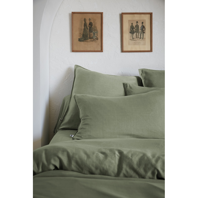 "Lysandre" duvet cover, all sizes, made of lyocell, butterfly effect L'EFFET PAPILLON Green