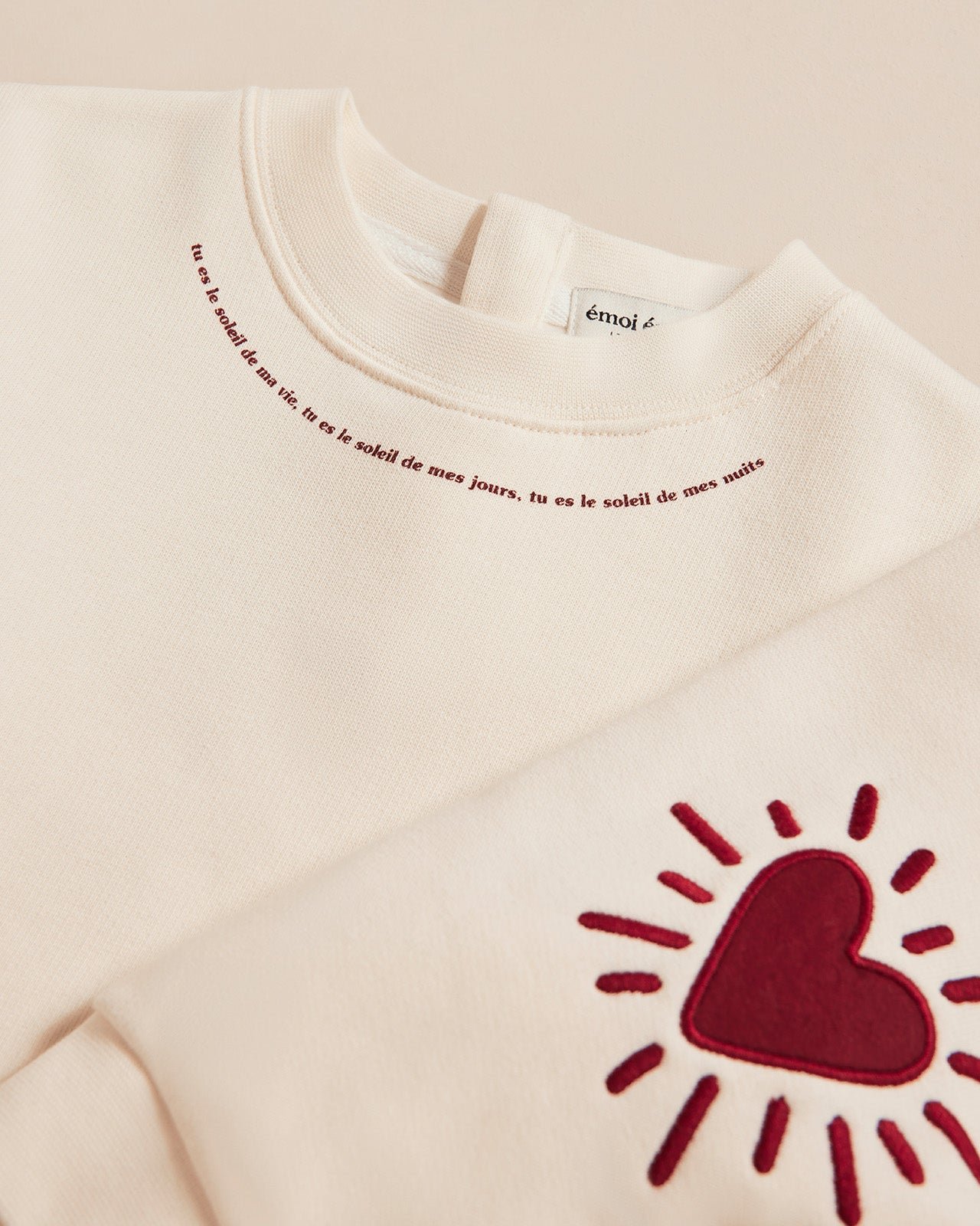 The "Soleil de ma vie" sweatshirt with organic cotton elbow patches EMOI EMOI White