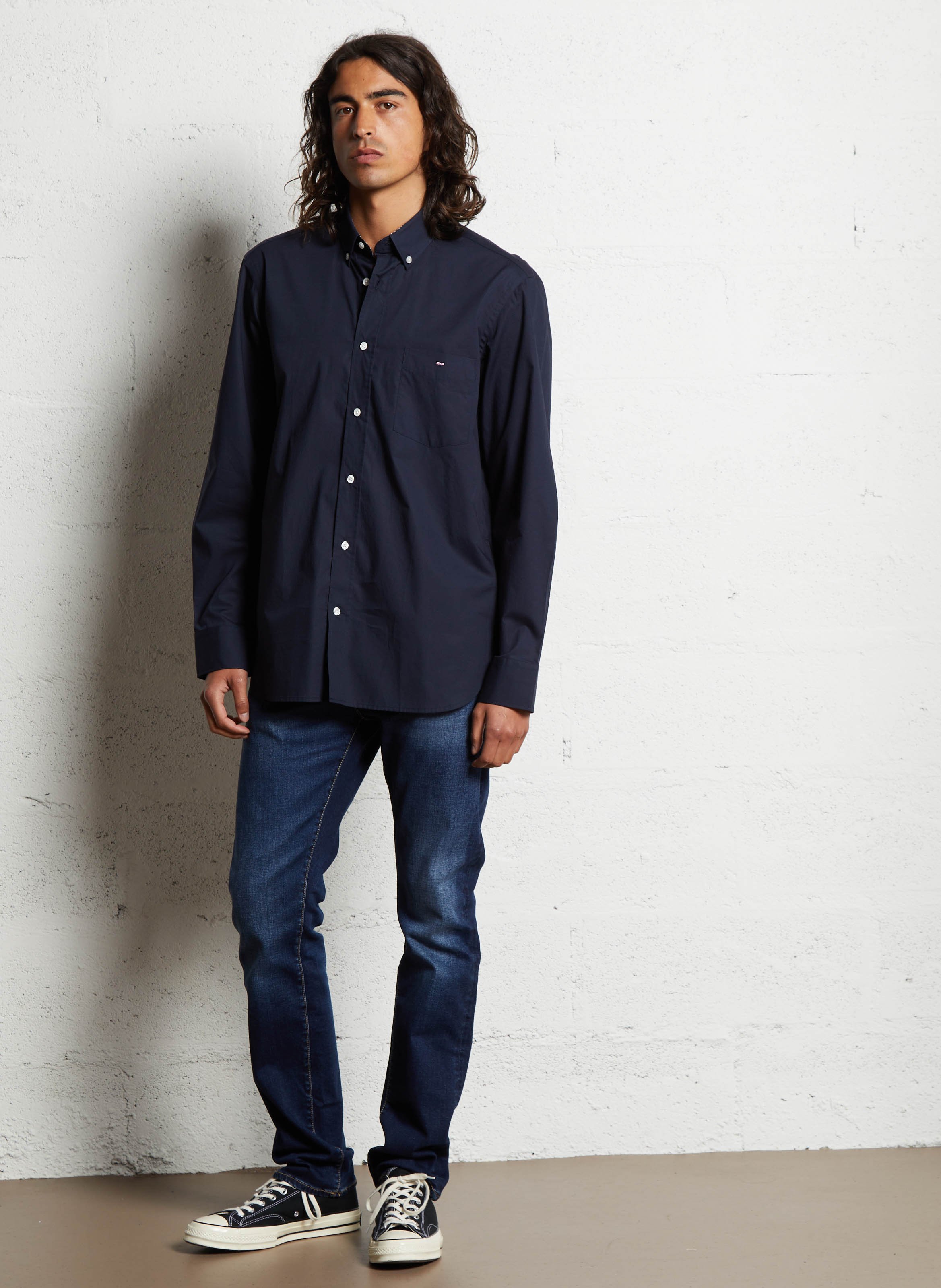 Cotton-blend straight jeans LE TEMPS DES CERISES Blue