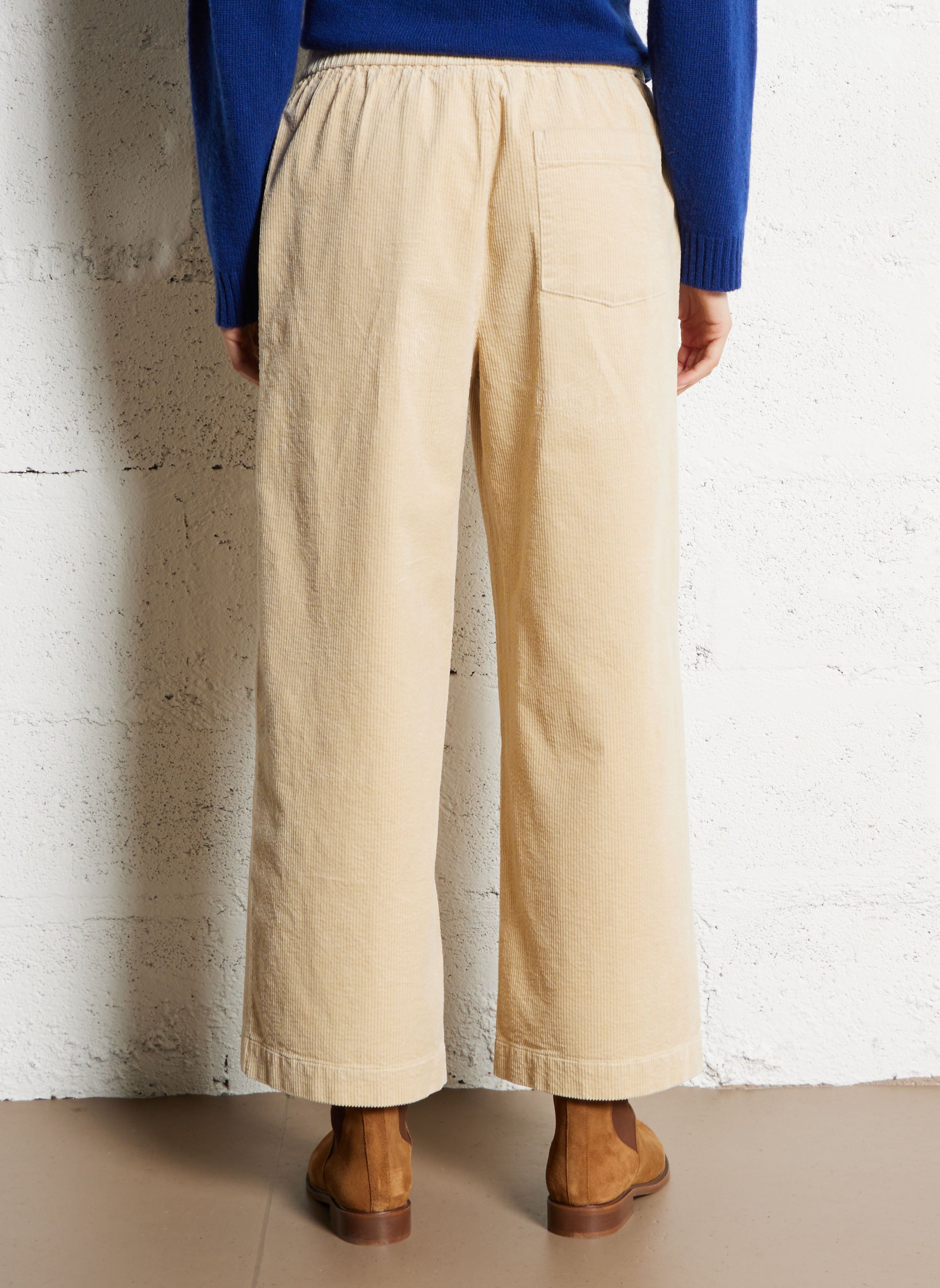 Pantalon large en coton mélangé NICE THINGS Beige