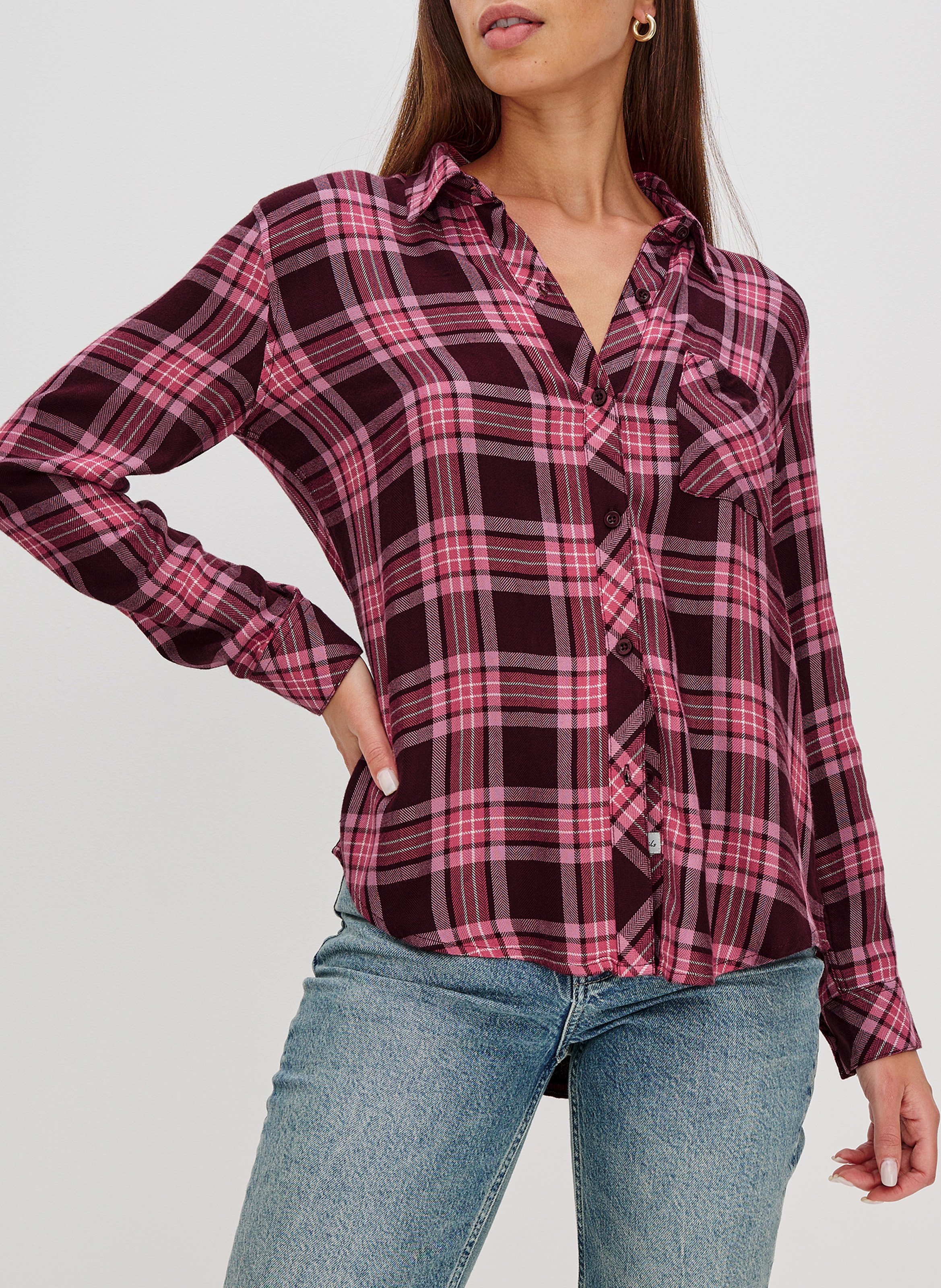 Chemise droite à carreaux RAILS Multicolore