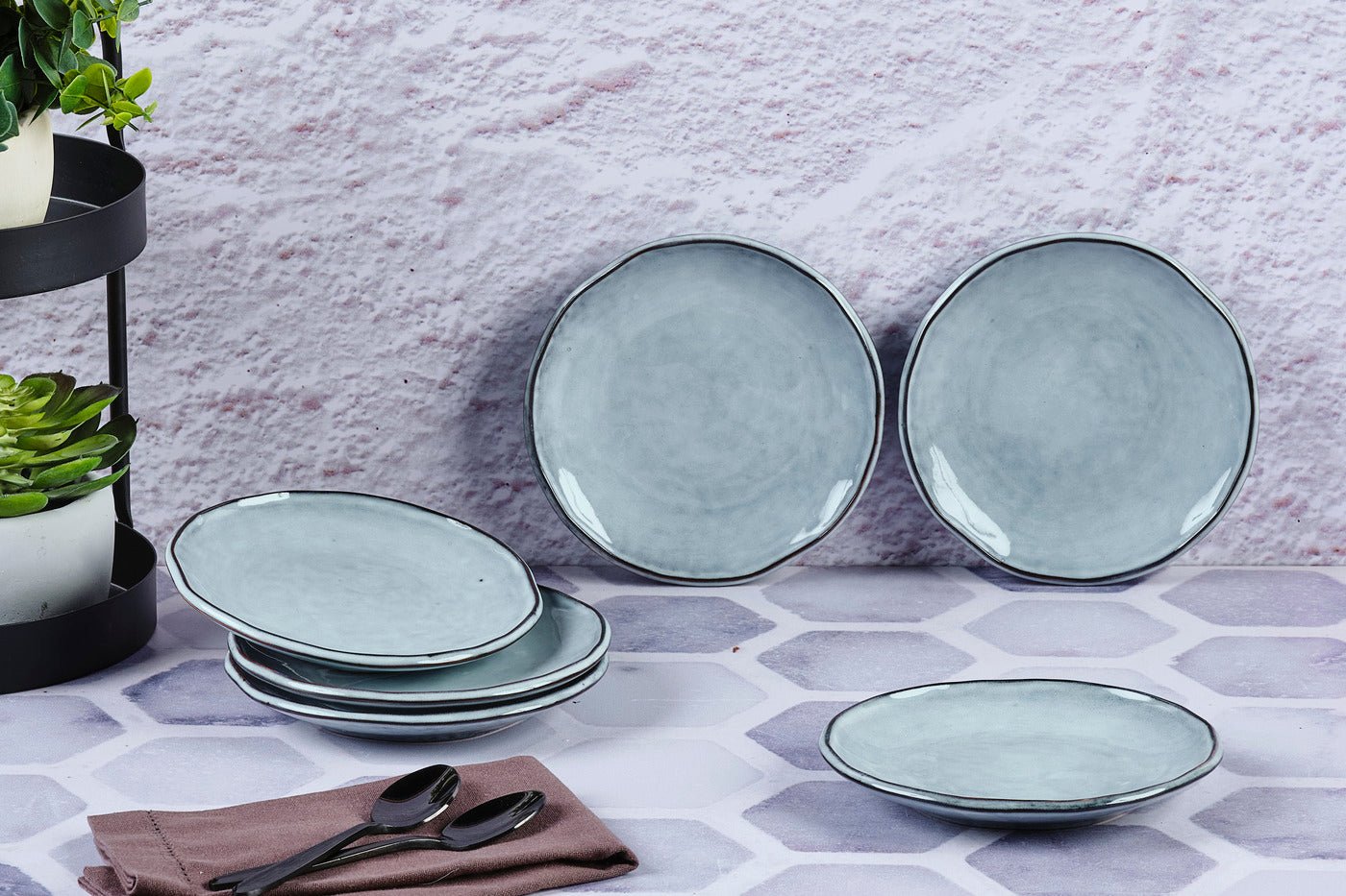 Cloud plate ø16cm - 6 pieces - stormy grey BJORN Grey