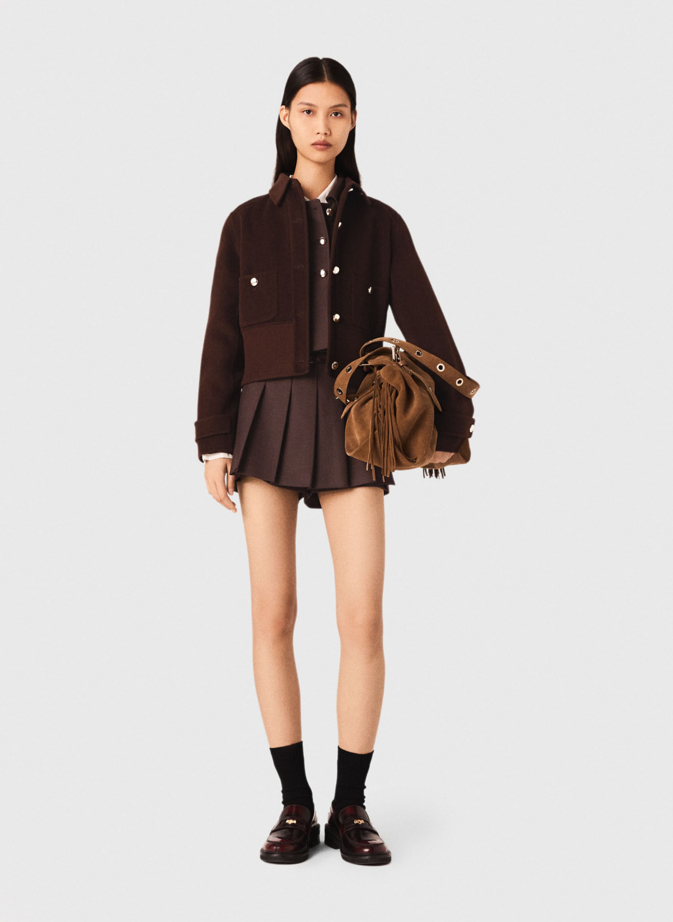 Blouson aus Wollmix mit klassischem Kragen MAJE Braun