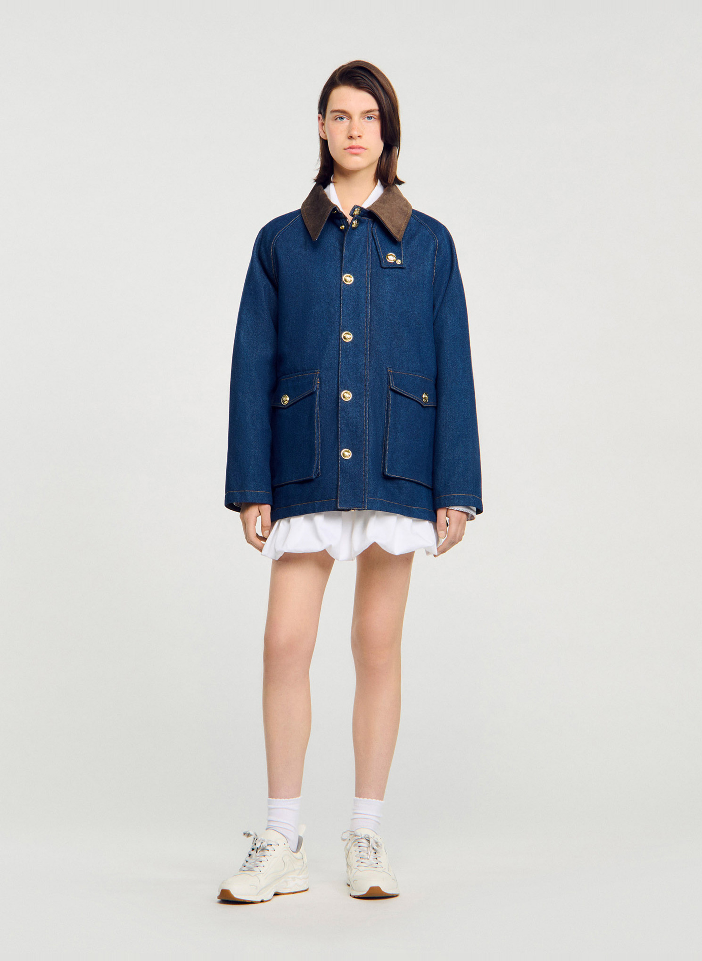 Veste oversize en coton mélangé SANDRO Bleu