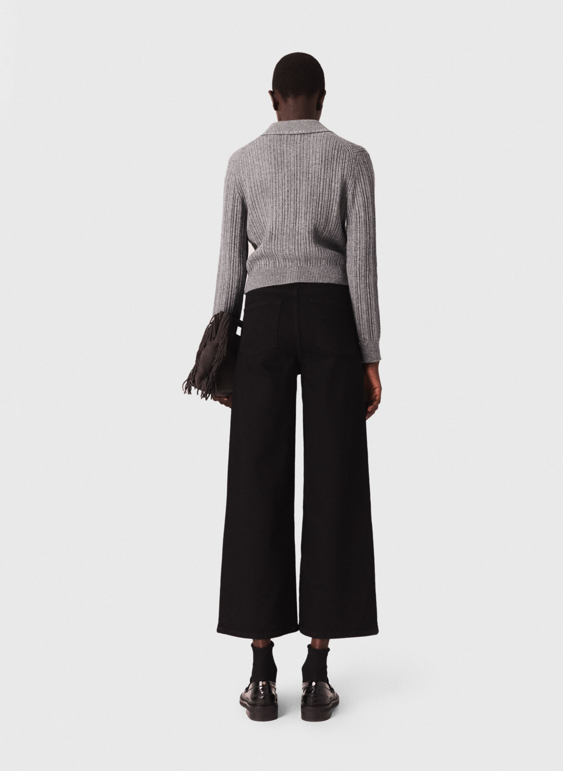 Wijde jeans - katoenblend MAJE Zwart