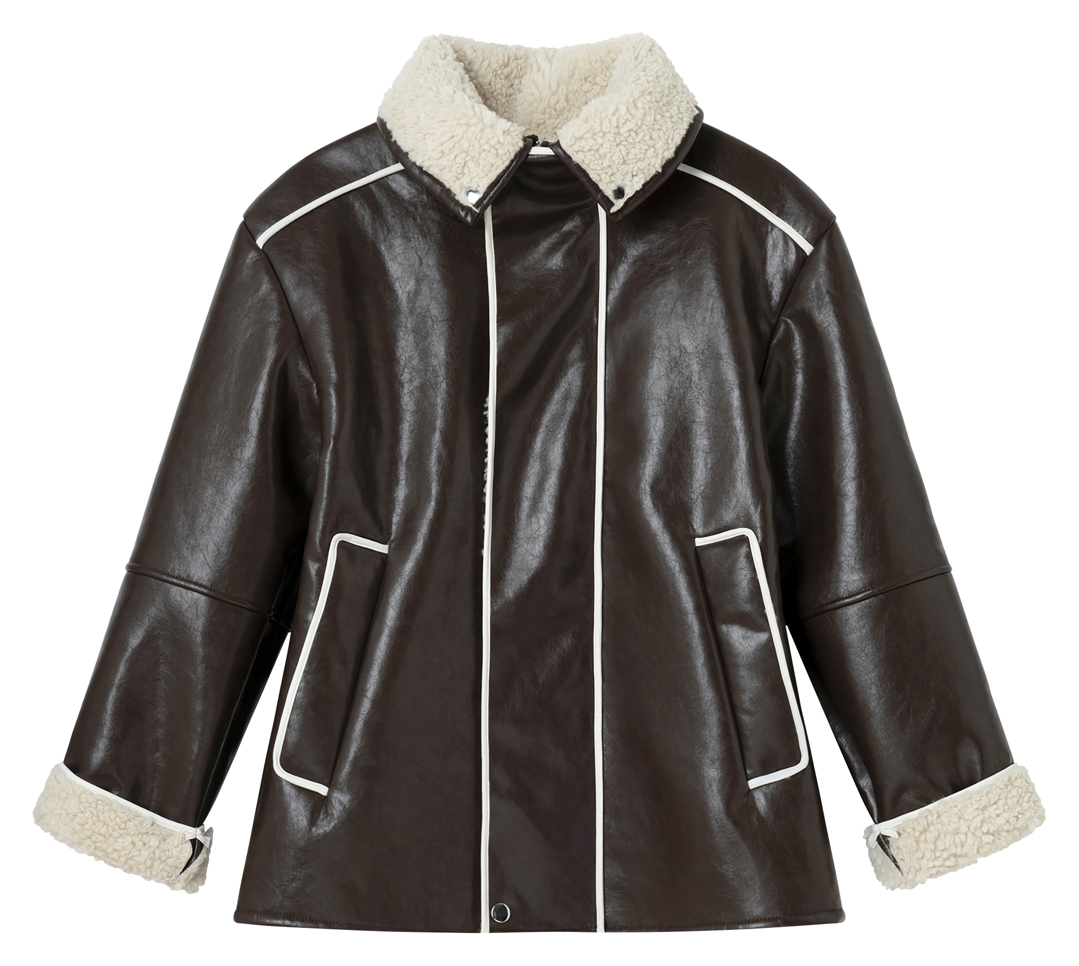 Straight coat with teddy collar LAAGAM Brown