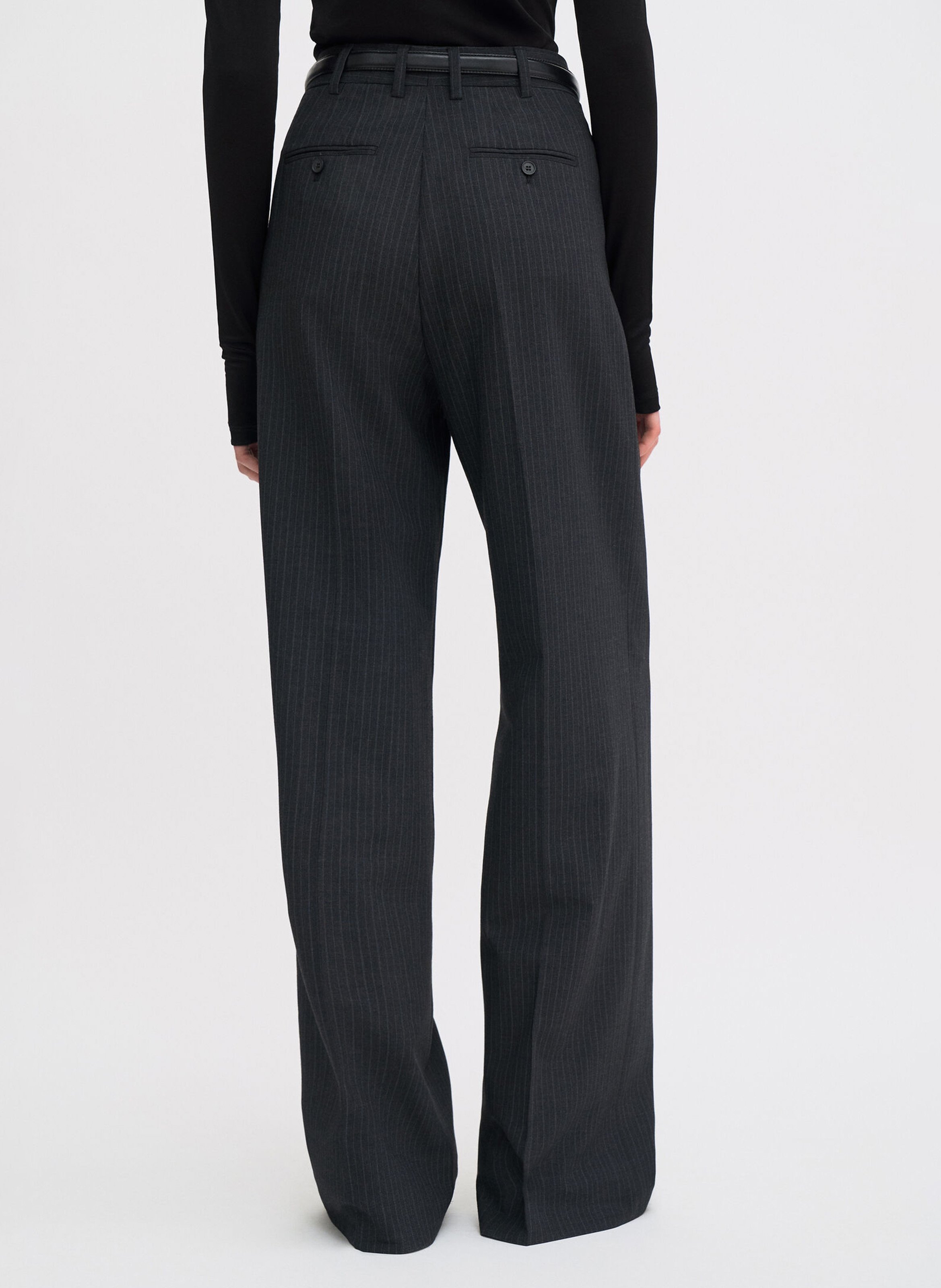 Pantalon large à pincces en laine mélangée FILIPPA K Gris