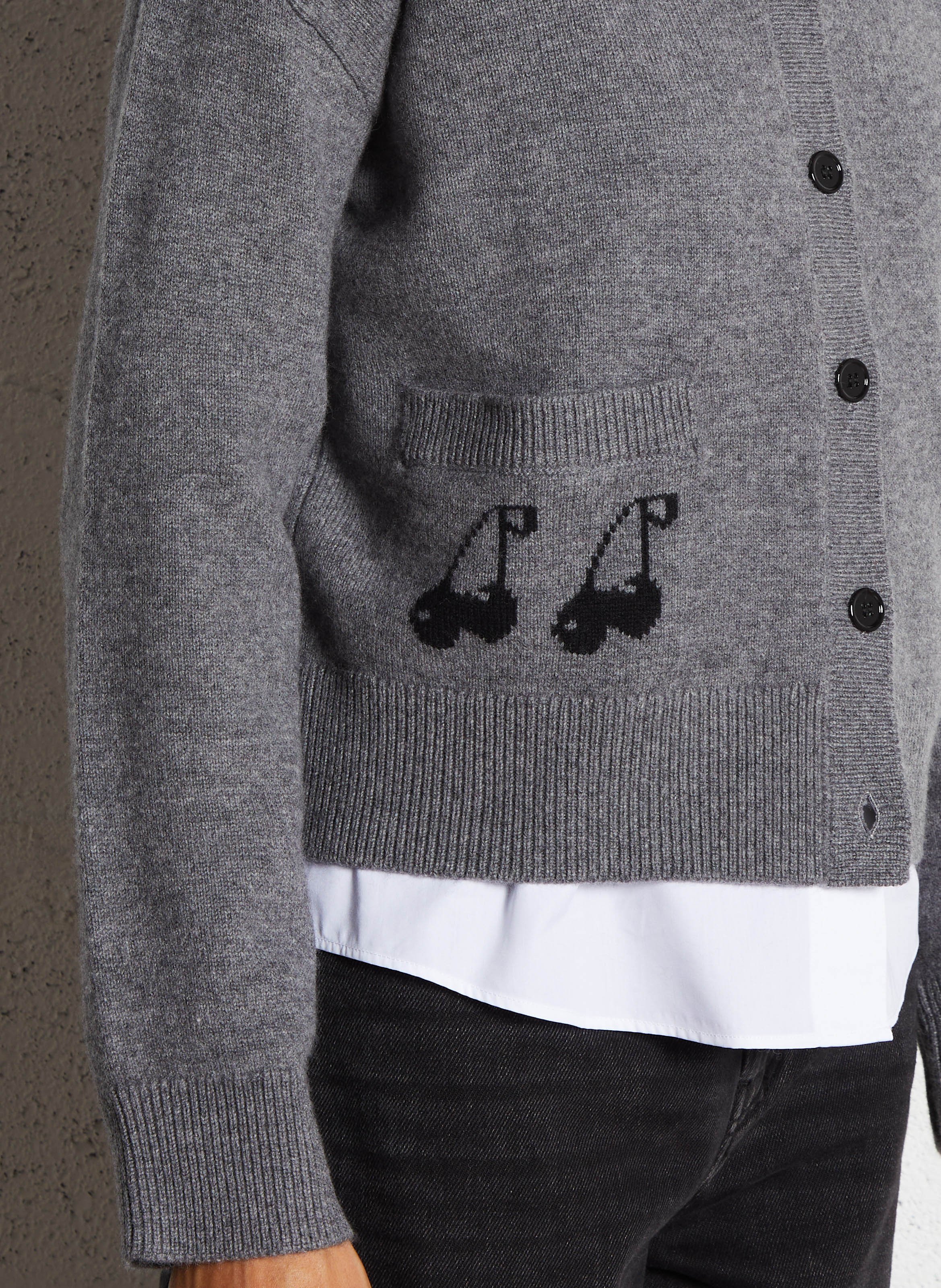 Weiter Rundhalsausschnitt Jacquard Wollweste BERENICE Grau