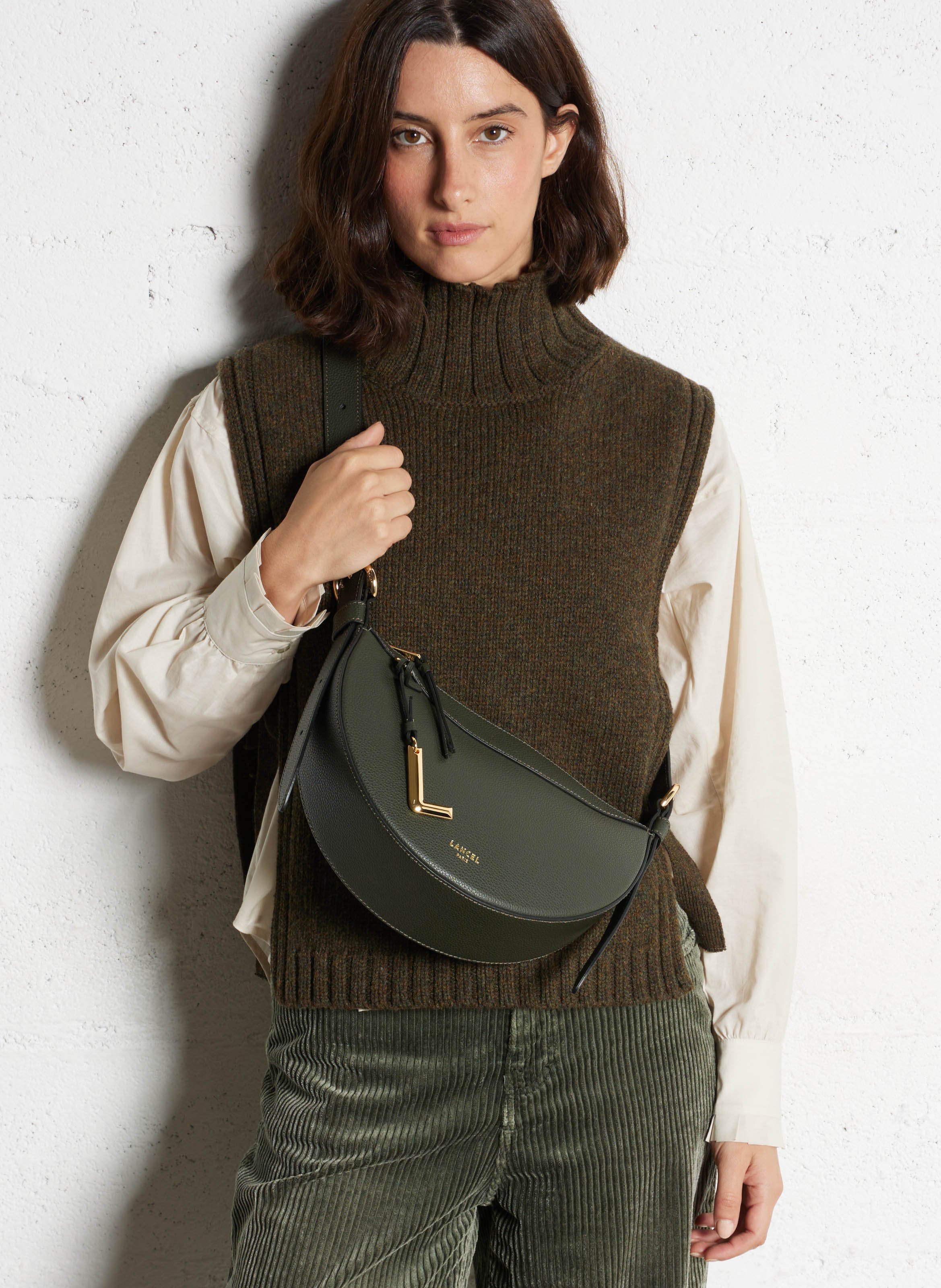 Halbmond-Ledertasche LANCEL Grun