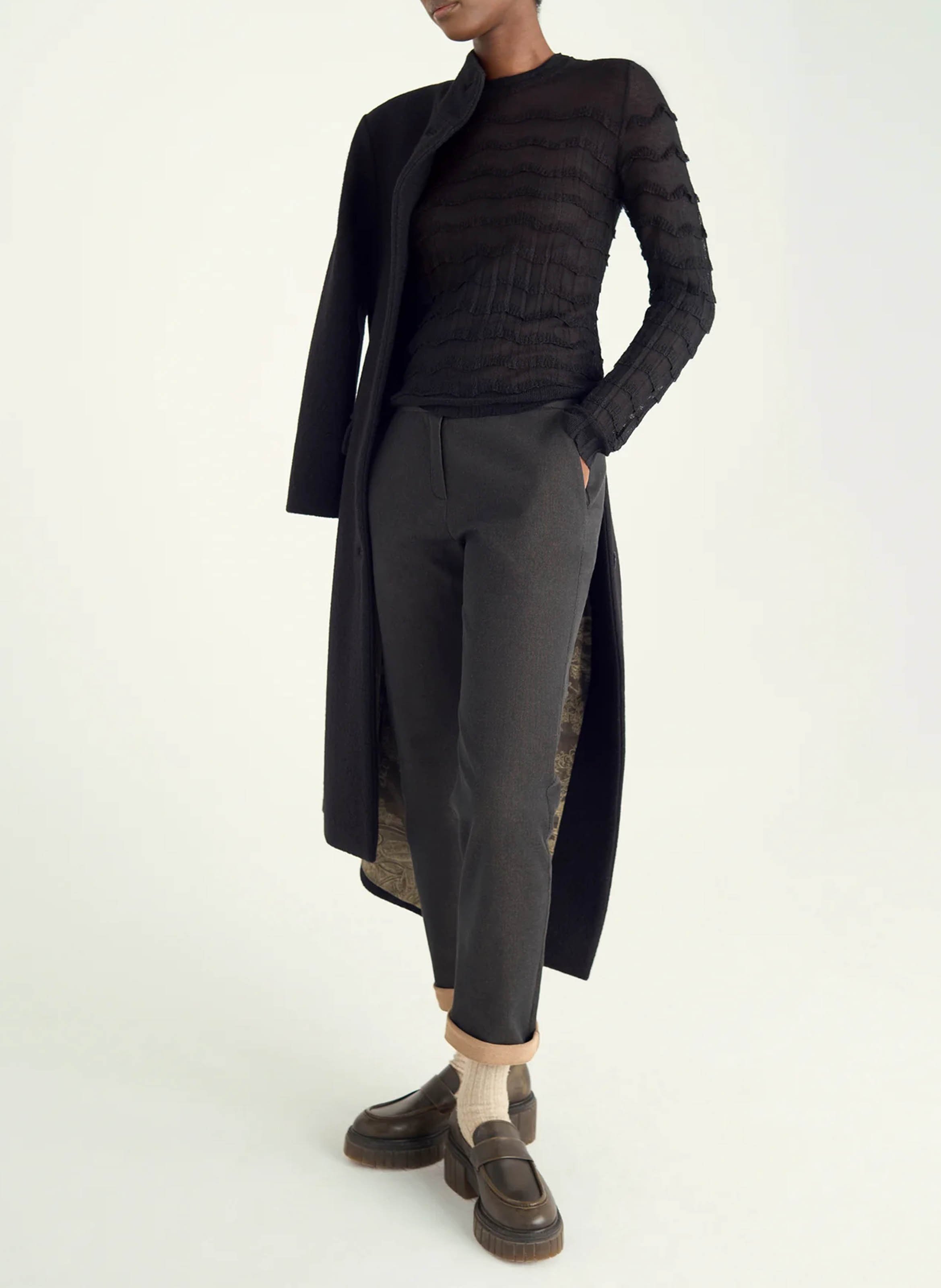 Pantalon slim en coton mélangé COTELAC Noir