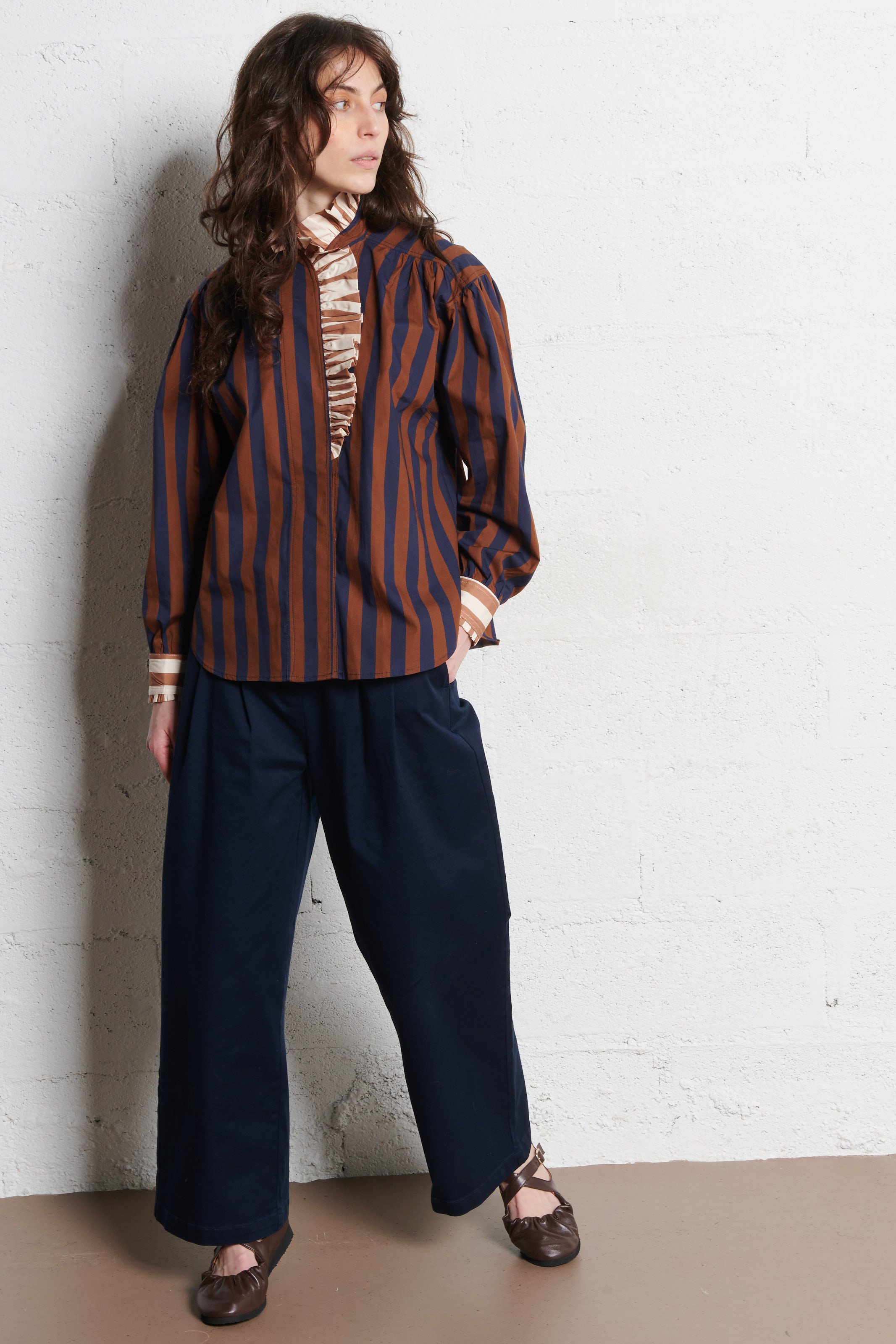 Chino van katoenmix RUE DE TOKYO Blauw