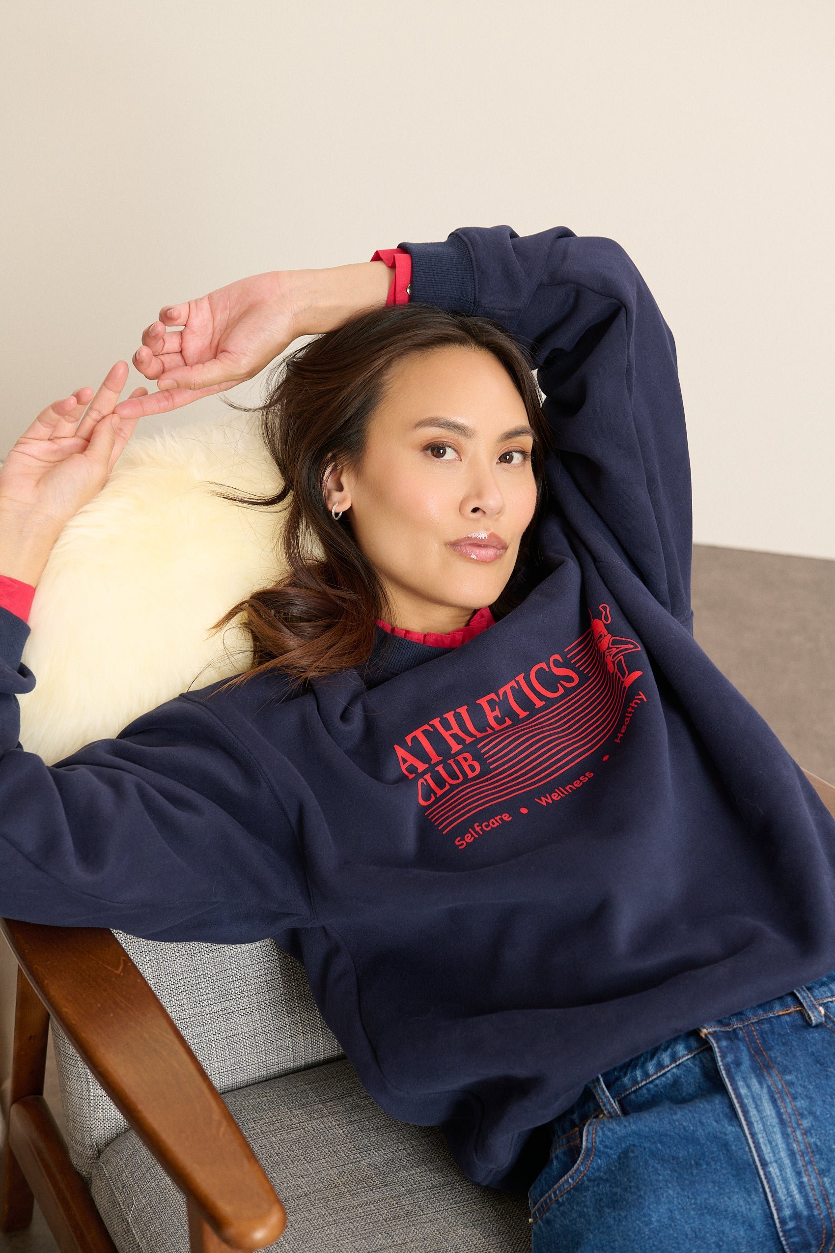 Oversized round neck sweatshirt with print GARANCE PARIS Blue