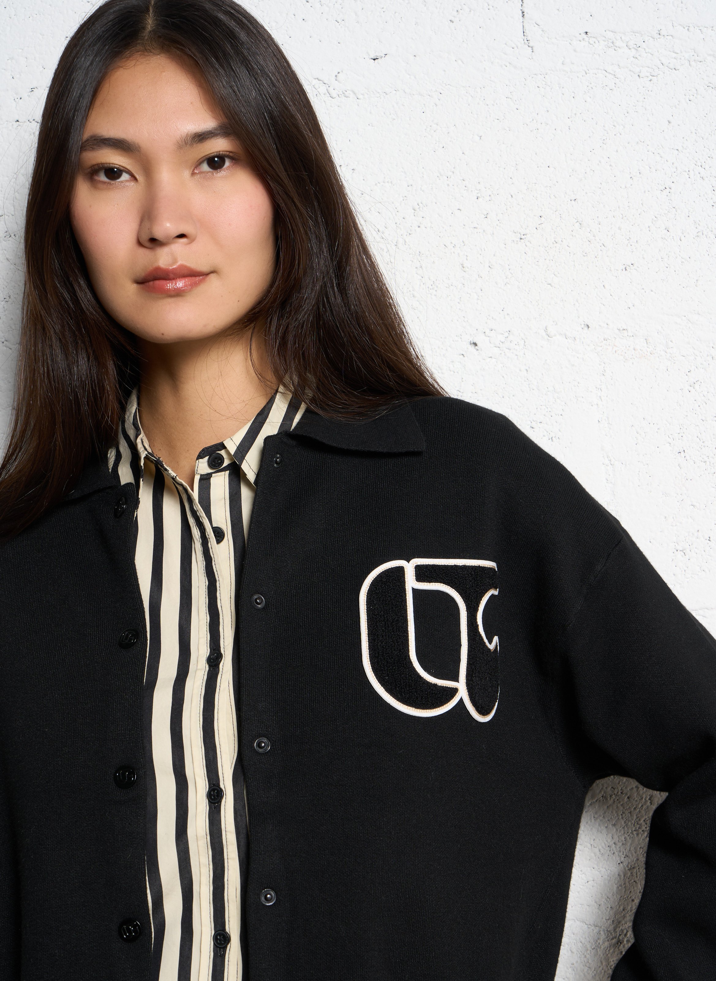 Gilet oversize col classique LE TEMPS DES CERISES Noir