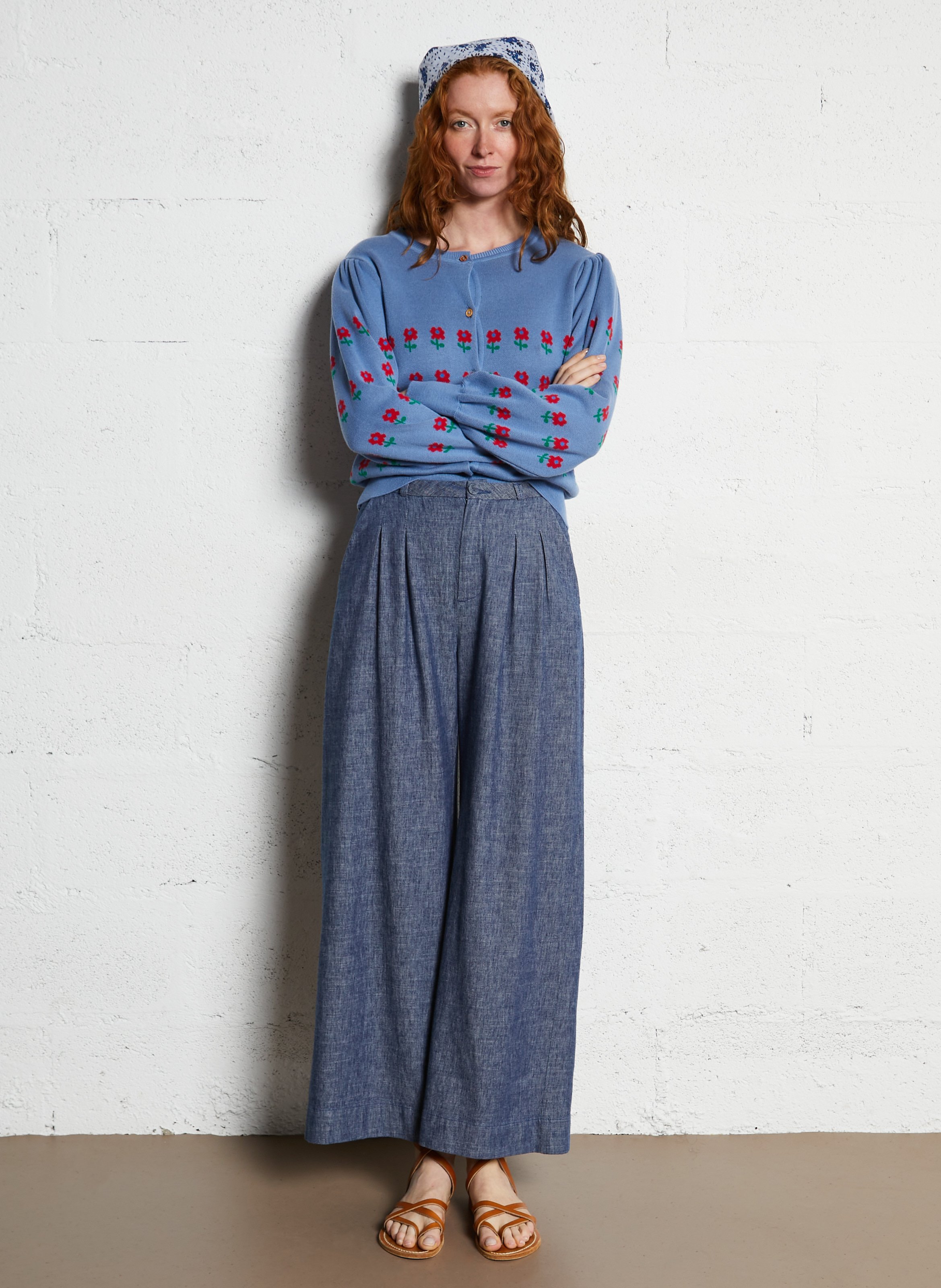 Gilet col rond  Bleu