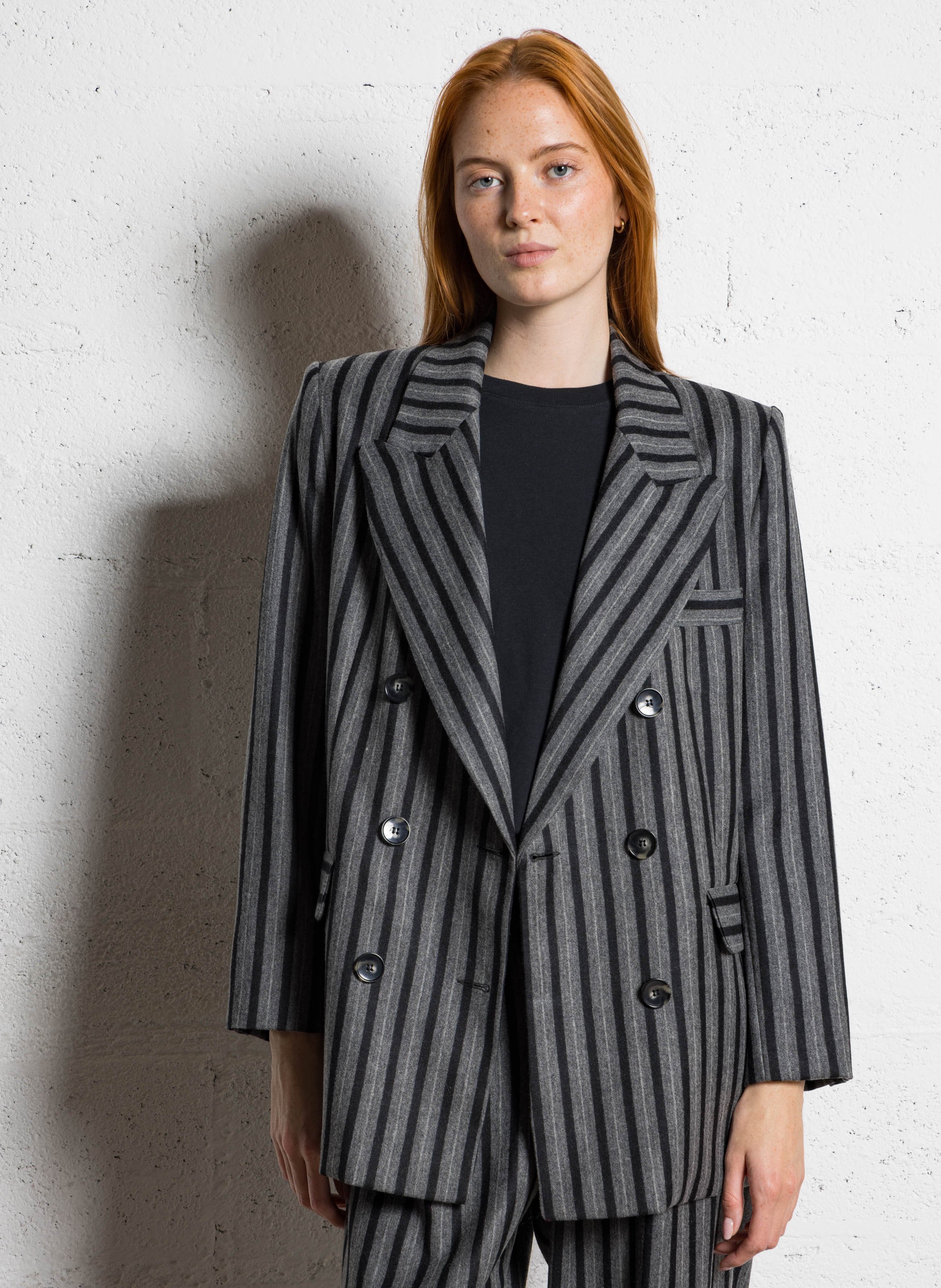 Fitted wool-blend suit collar jacket SOPHIE+LUCIE Grey