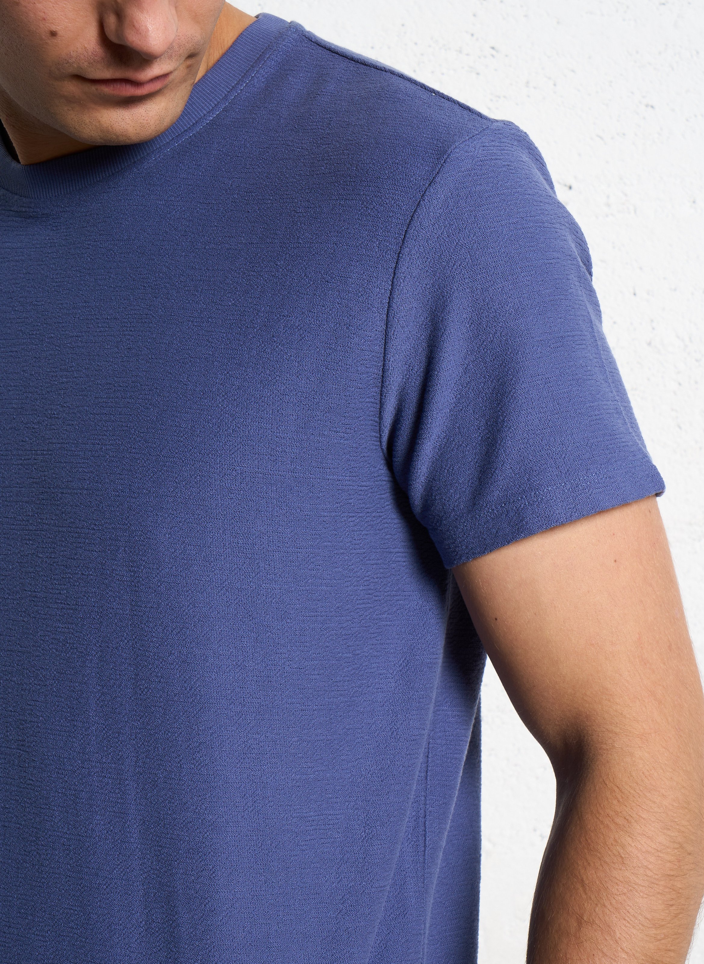 Tee-shirt droit col rond en maille éponge IKKS Bleu