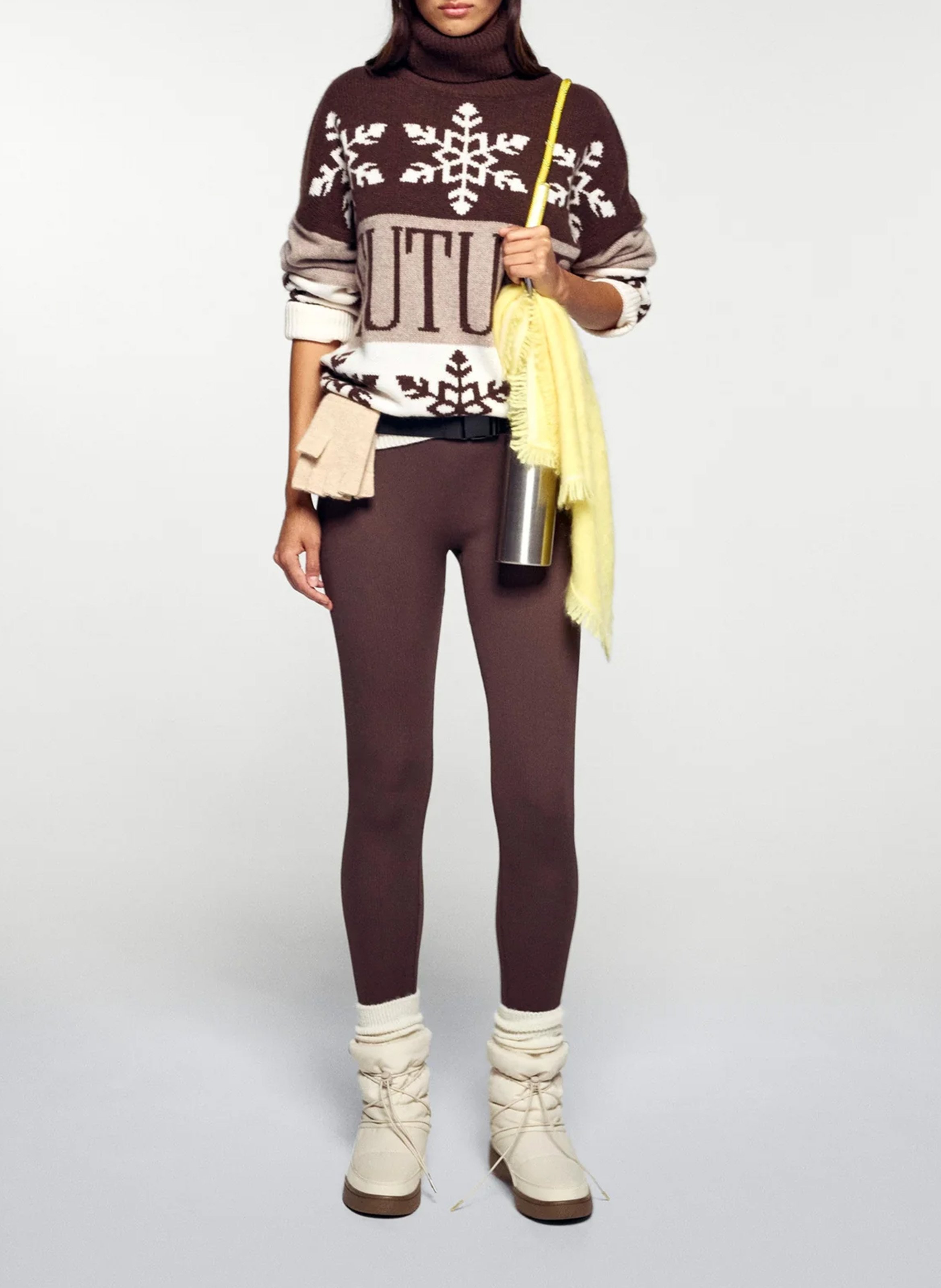 Pull col roulé en cachemire FROM FUTURE Marron