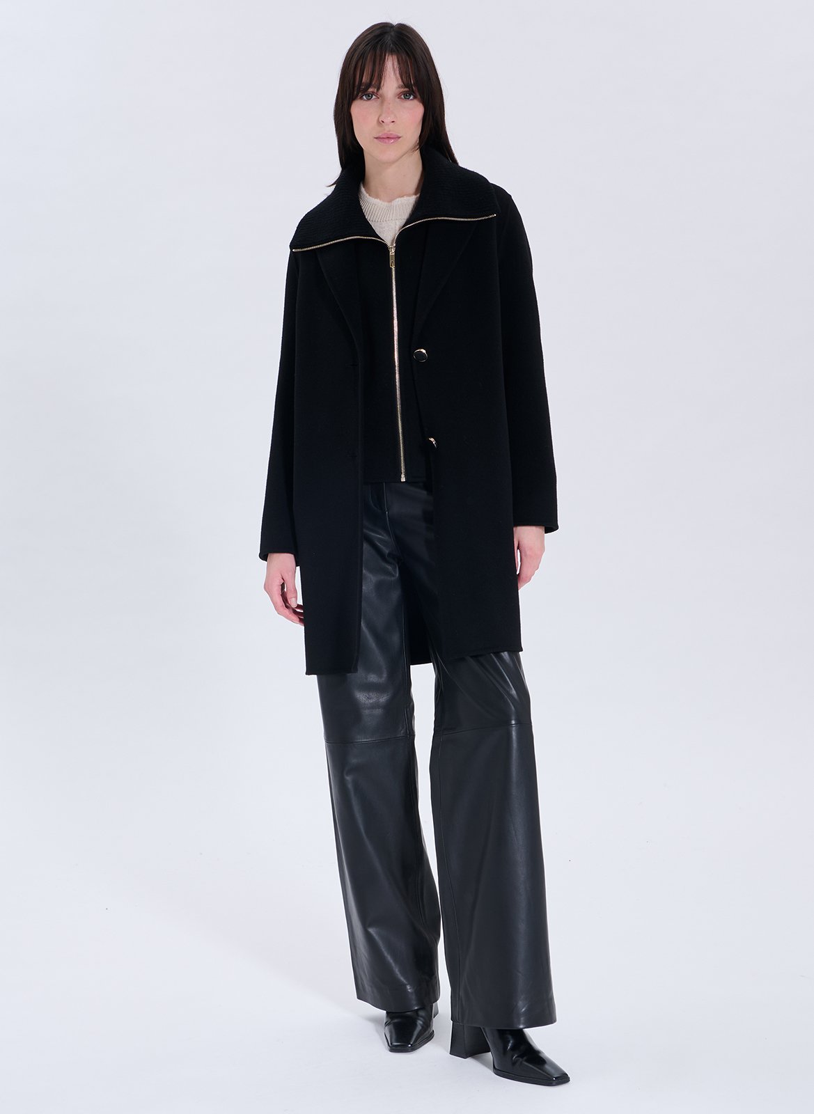 Straight zip-up wool blend vest ZAPA