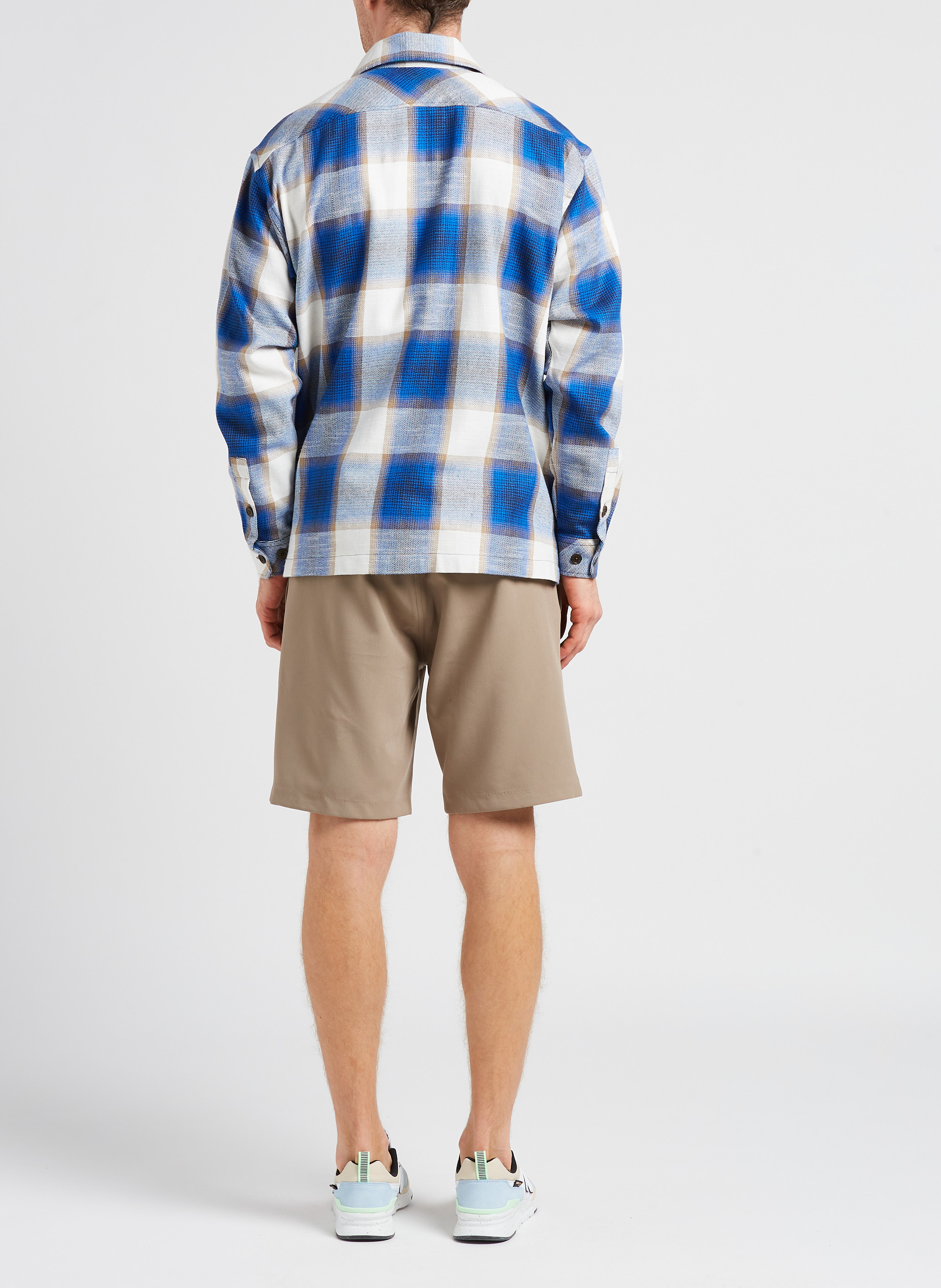 Chemise col classique à carreaux en coton mélangé  SAMSOE SAMSOE Bleu