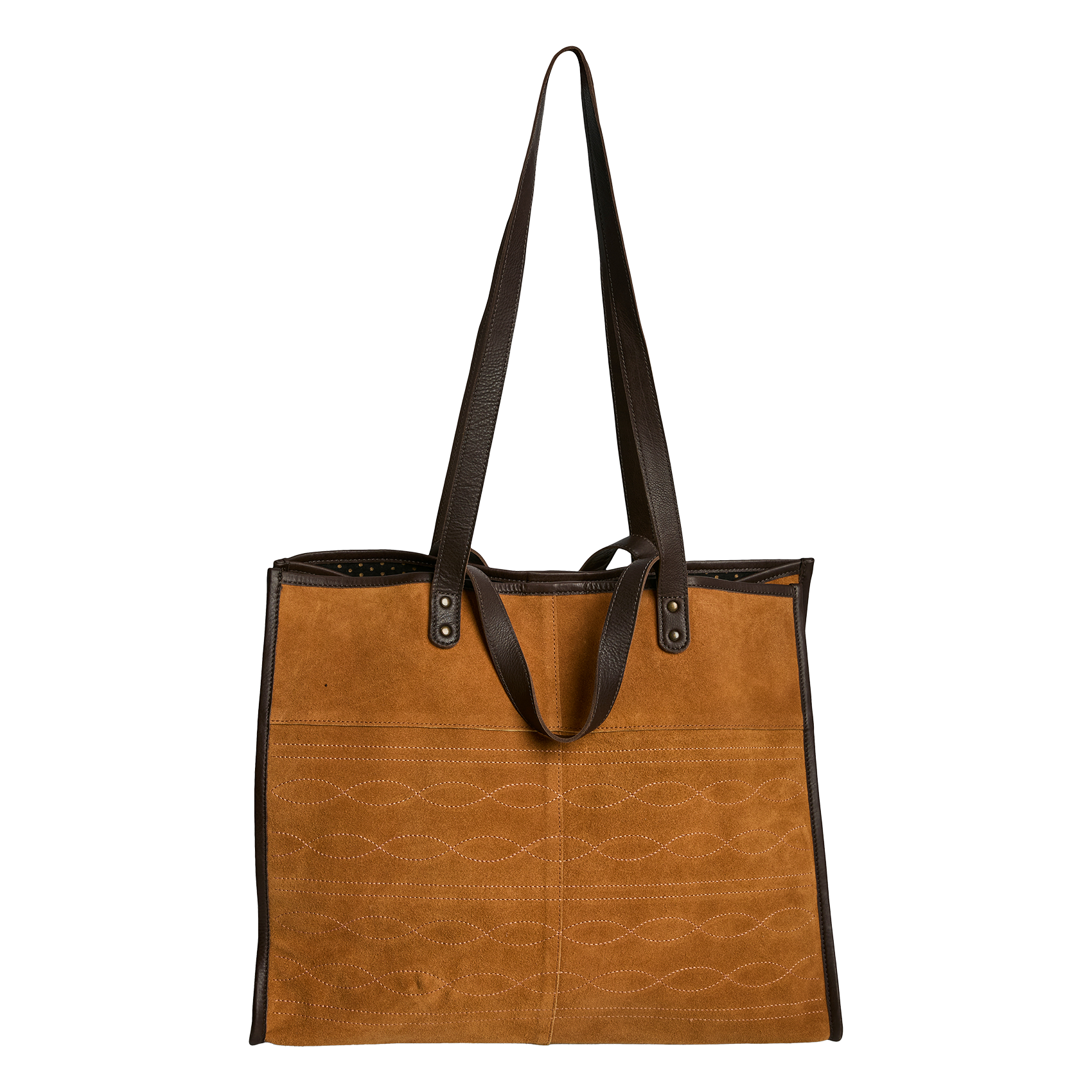 Geschnürte Beuteltasche aus strukturiertem Leder PIECES Braun