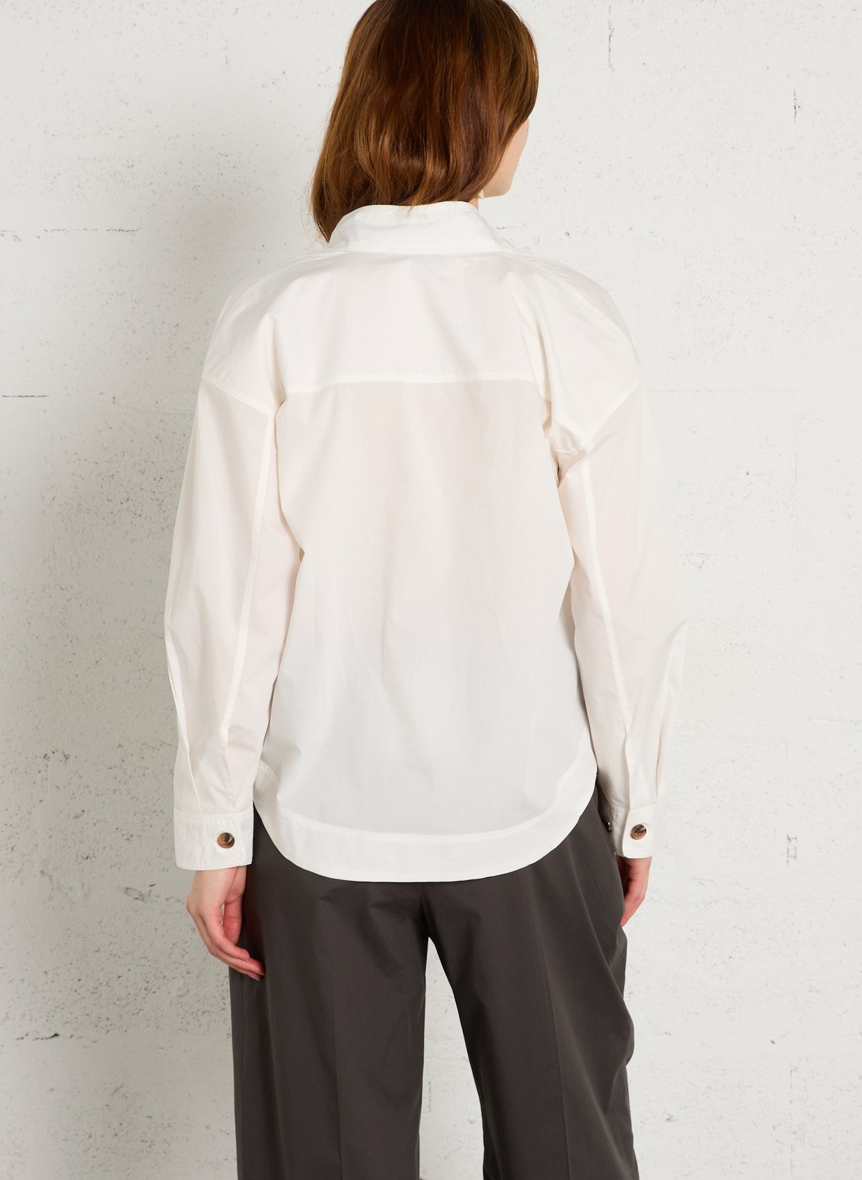 Weite Bluse mit Stehkragen aus Bio-Baumwolle SOEUR Beige