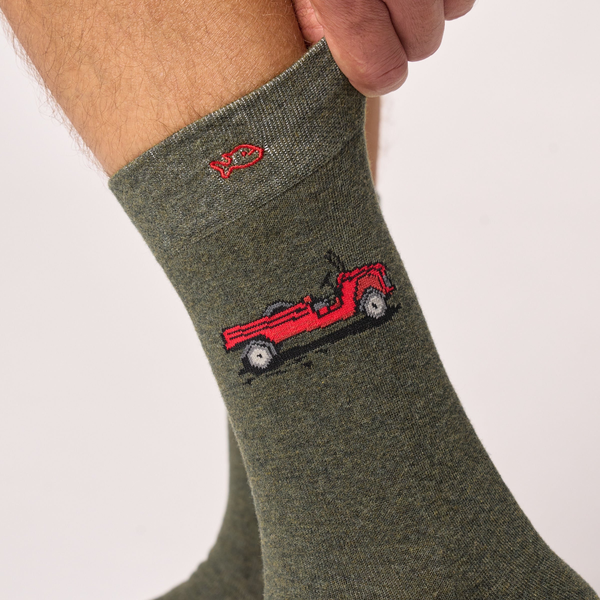 Combed Cotton Socks with Patterns BILLYBELT Khaki