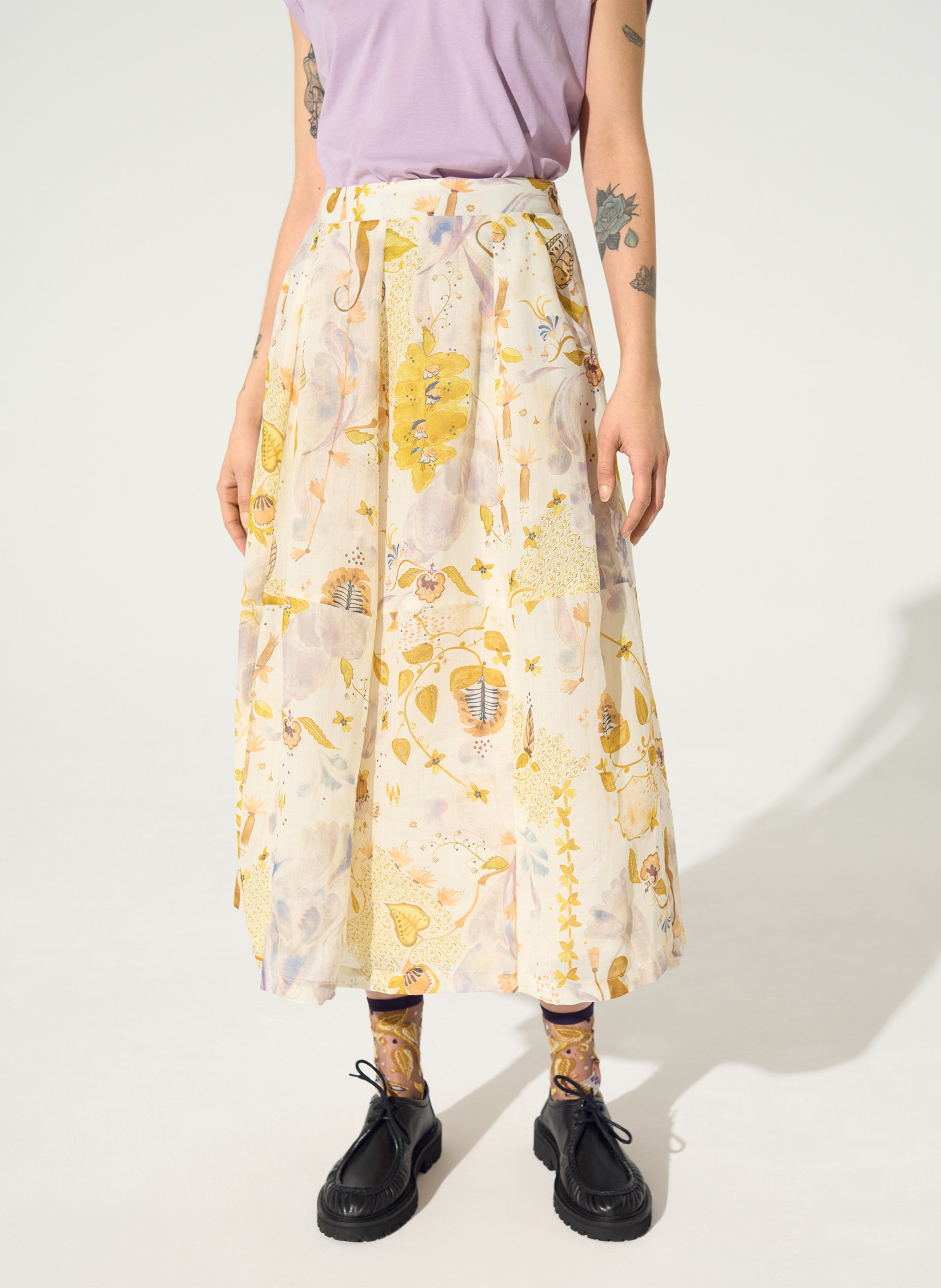 Jupe longue imprimée COTELAC Blanc