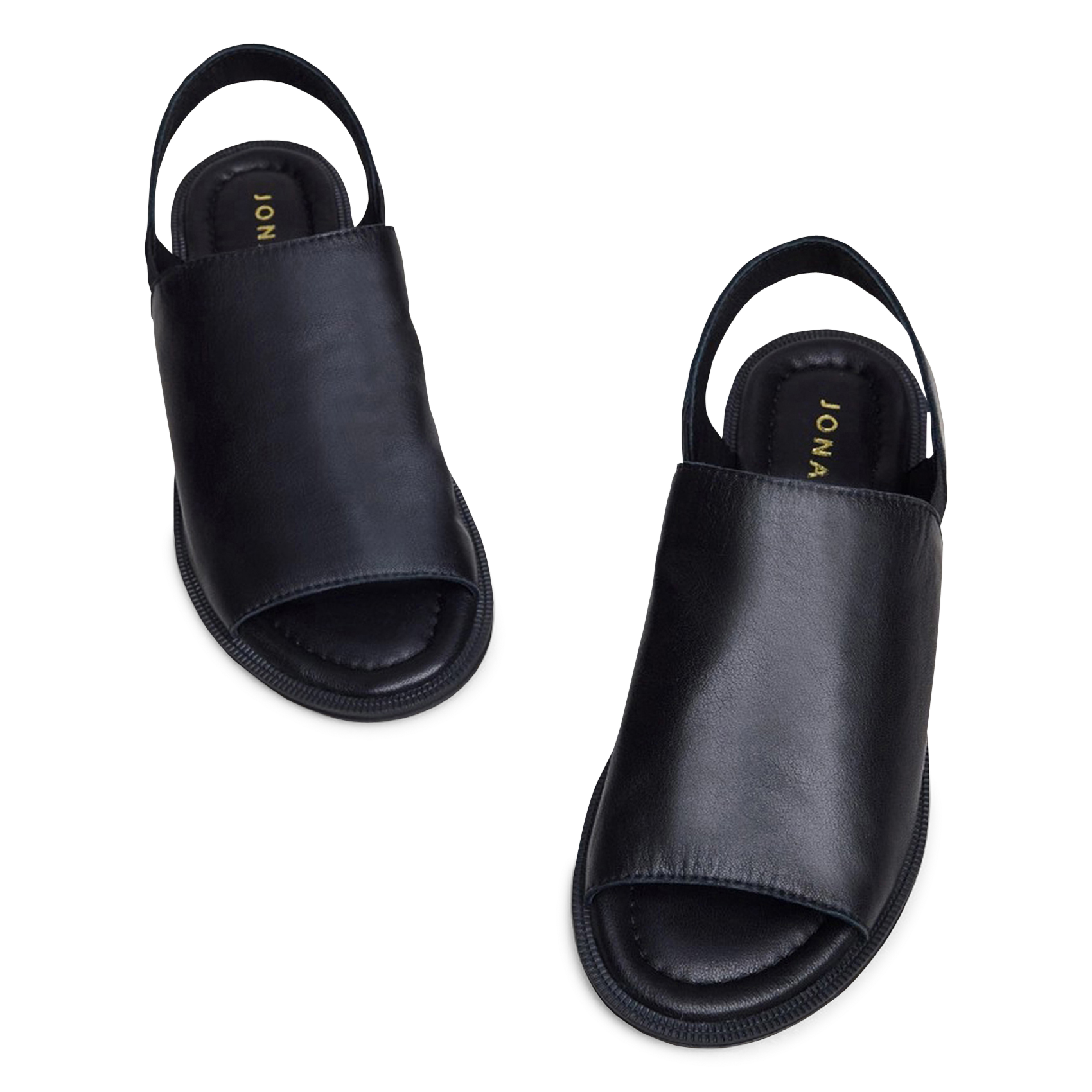 Sandales plates unies en cuir JONAK Noir