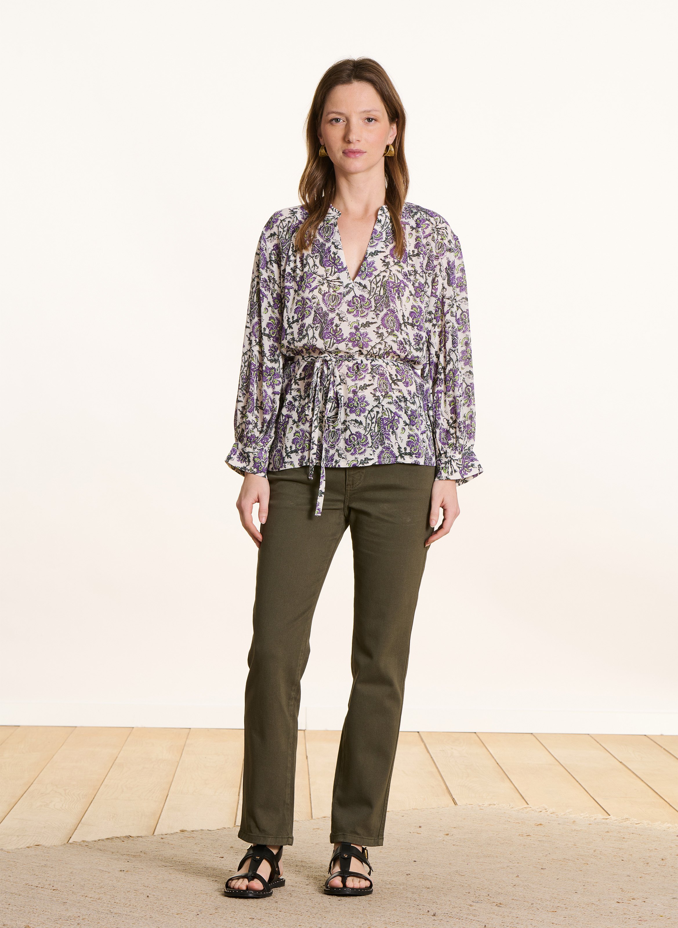 Top met tuniekhals en bloemenprint LA FEE MARABOUTEE Violet