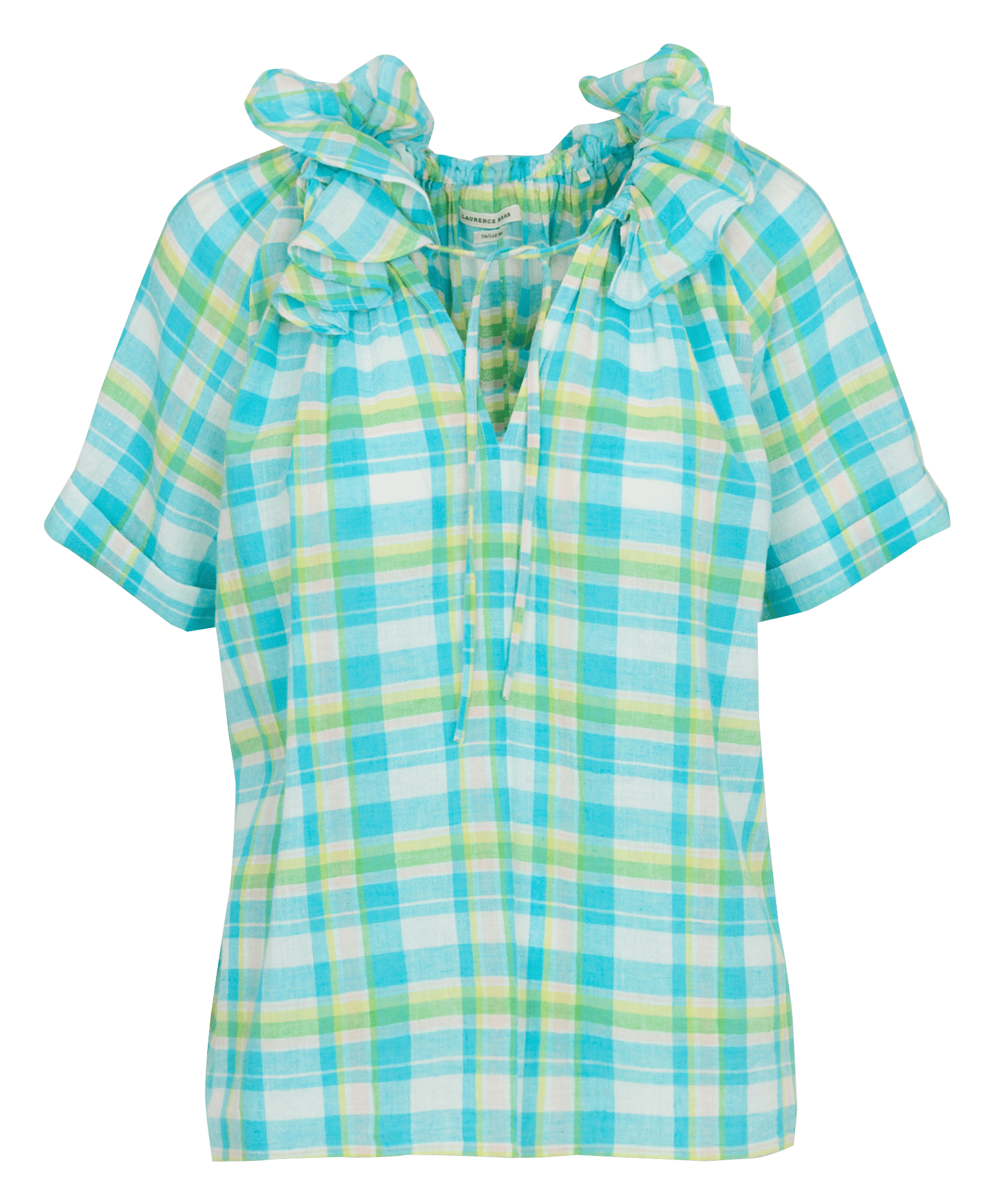 Geruite top met V-hals LAURENCE BRAS Blauw