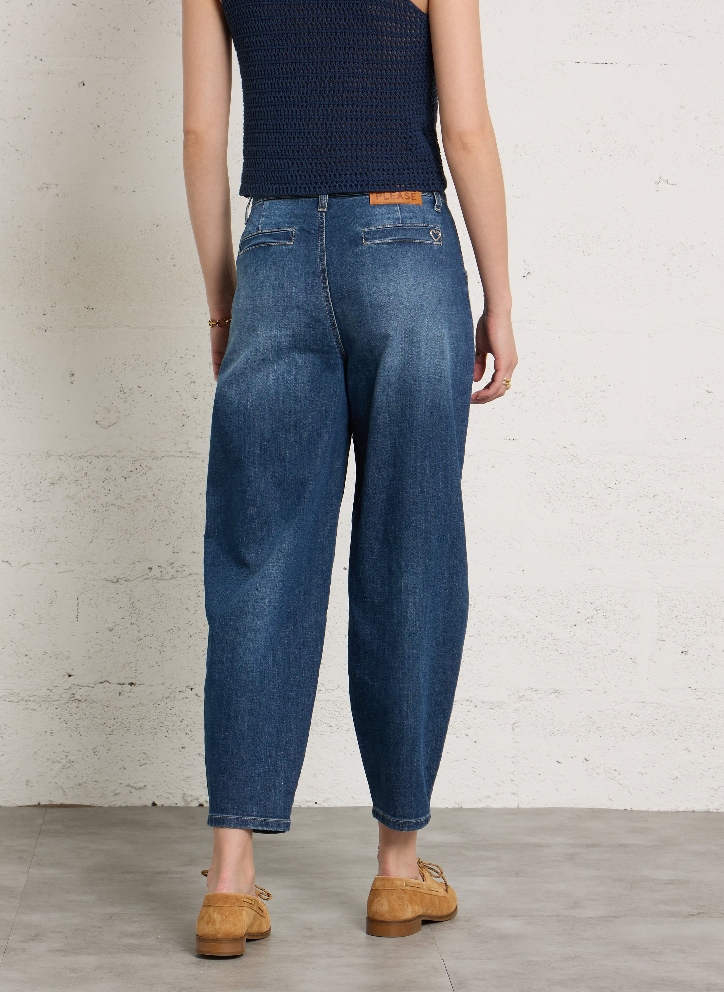 Broek met wijde pijpen van gemengd katoen PLEASE Blauw