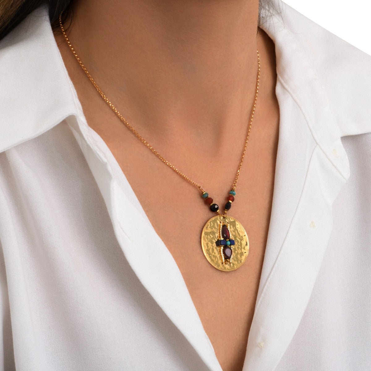 Adjustable pendant necklace   gold-plated SATELLITE PARIS Multicolored
