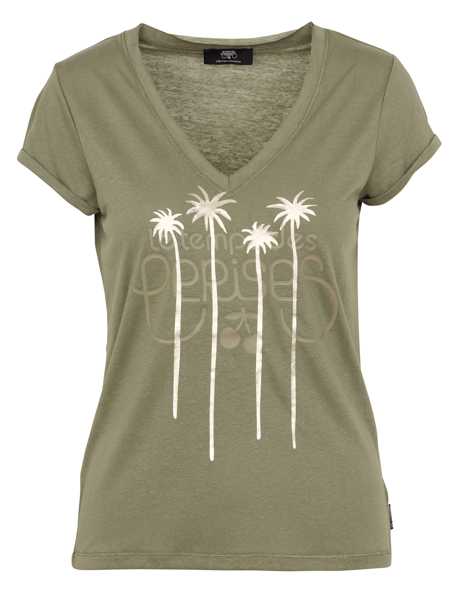 Straight V-neck T-shirt LE TEMPS DES CERISES Green