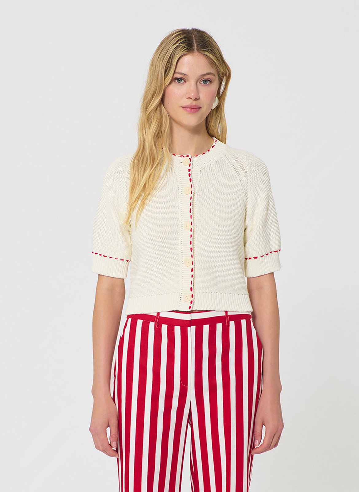 Gilet droit en coton TARA JARMON Beige